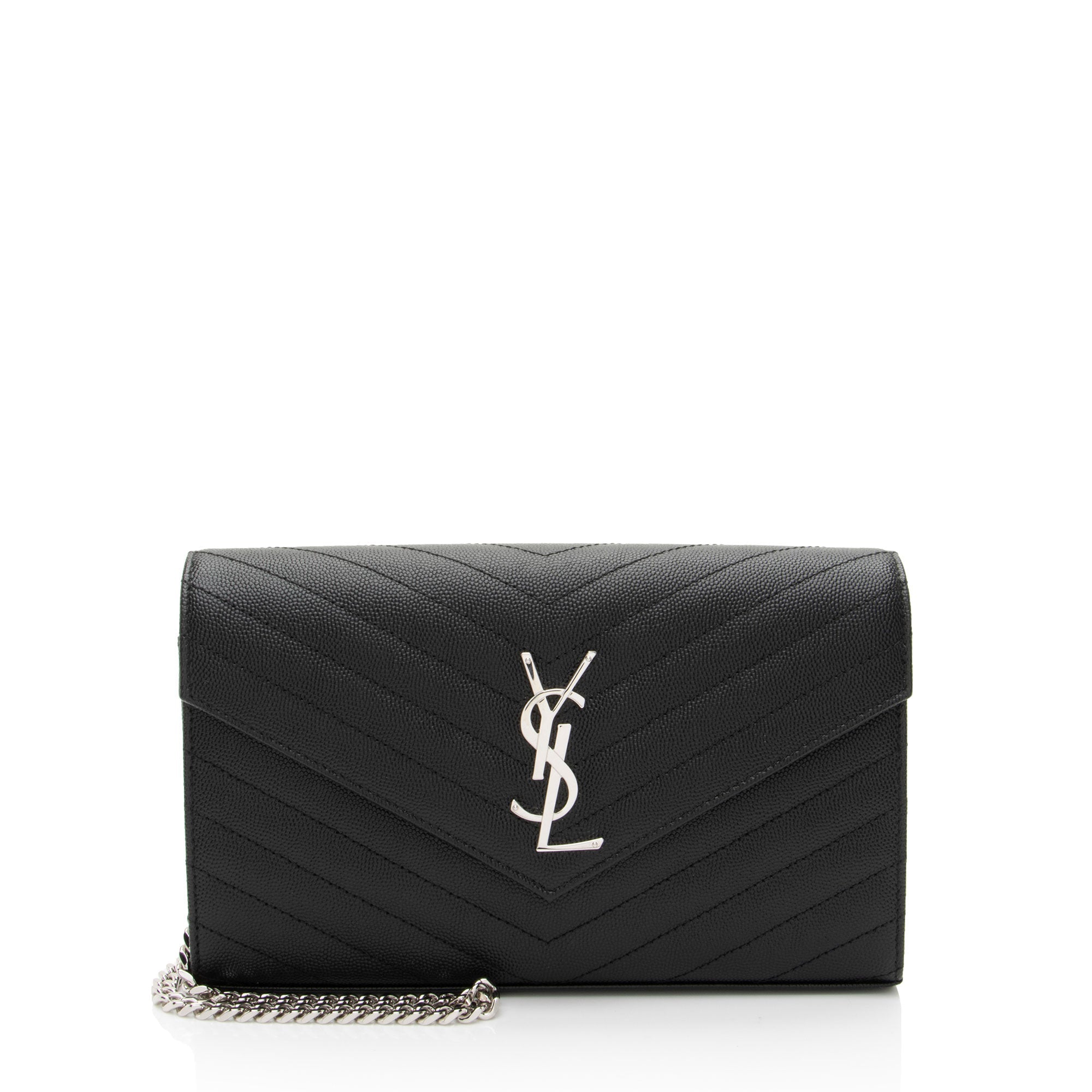 Saint Laurent Matelasse Grain de Poudre Monogram Chain Wallet