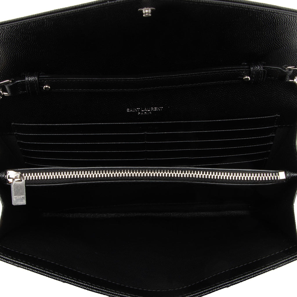 Saint Laurent Matelasse Grain de Poudre Monogram Chain Wallet