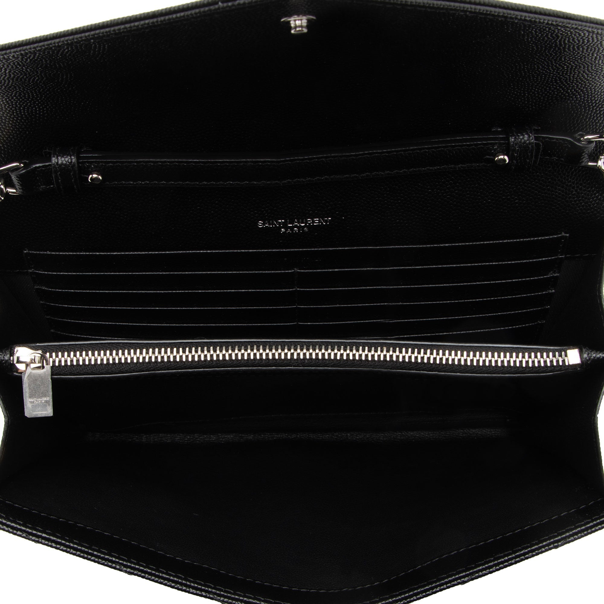 Saint Laurent Matelasse Grain de Poudre Monogram Chain Wallet