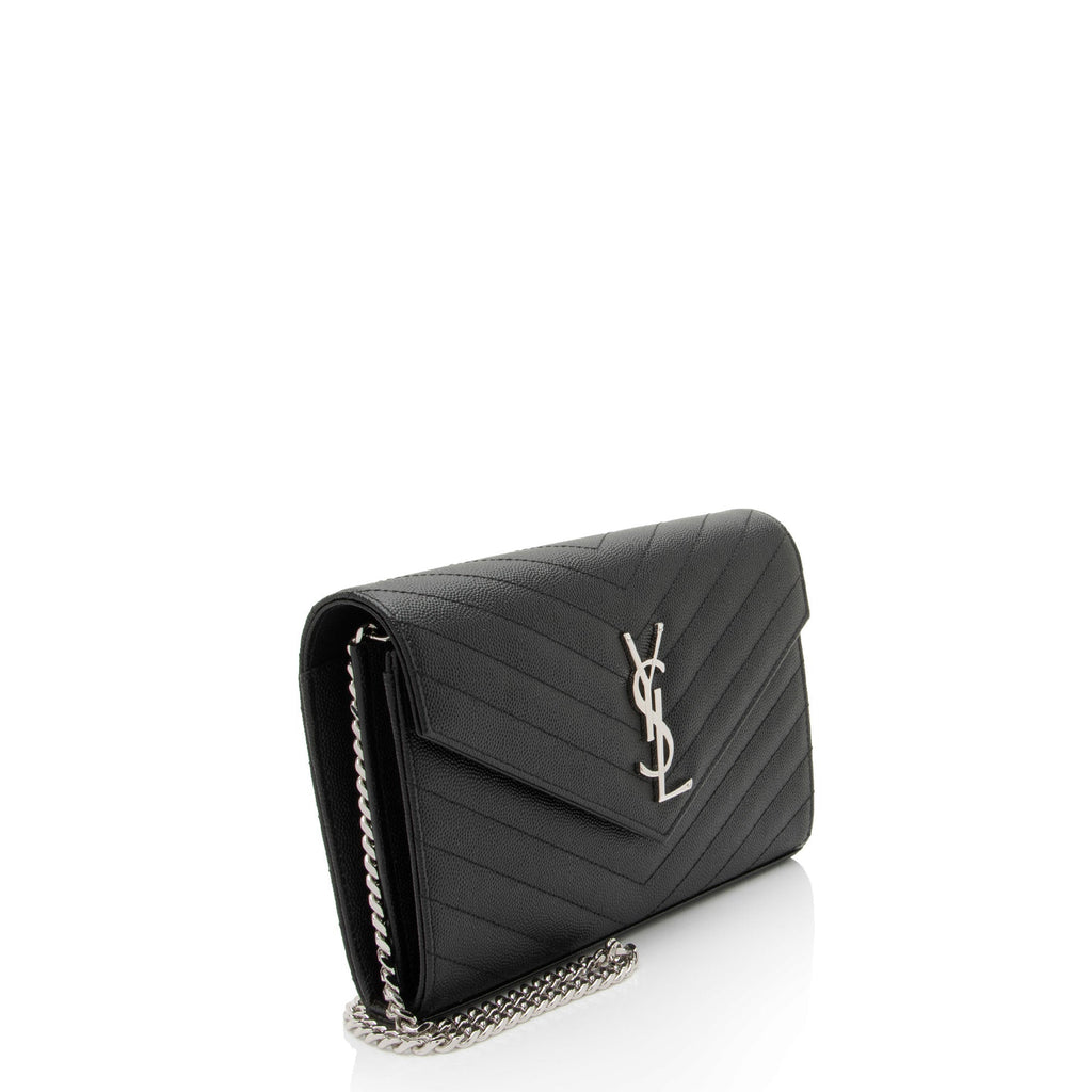 Saint Laurent Matelasse Grain de Poudre Monogram Chain Wallet