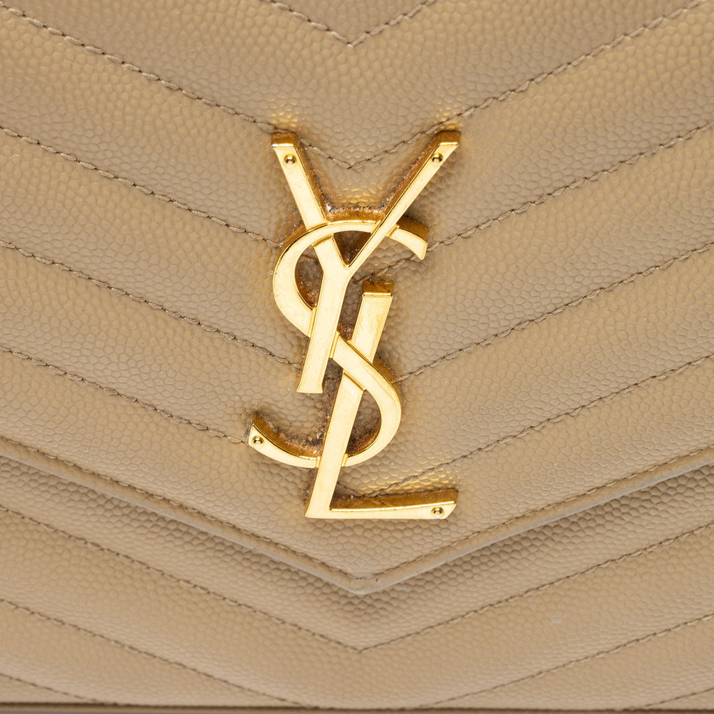 Saint Laurent Matelasse Grain de Poudre Monogram Chain Wallet - FINAL SALE