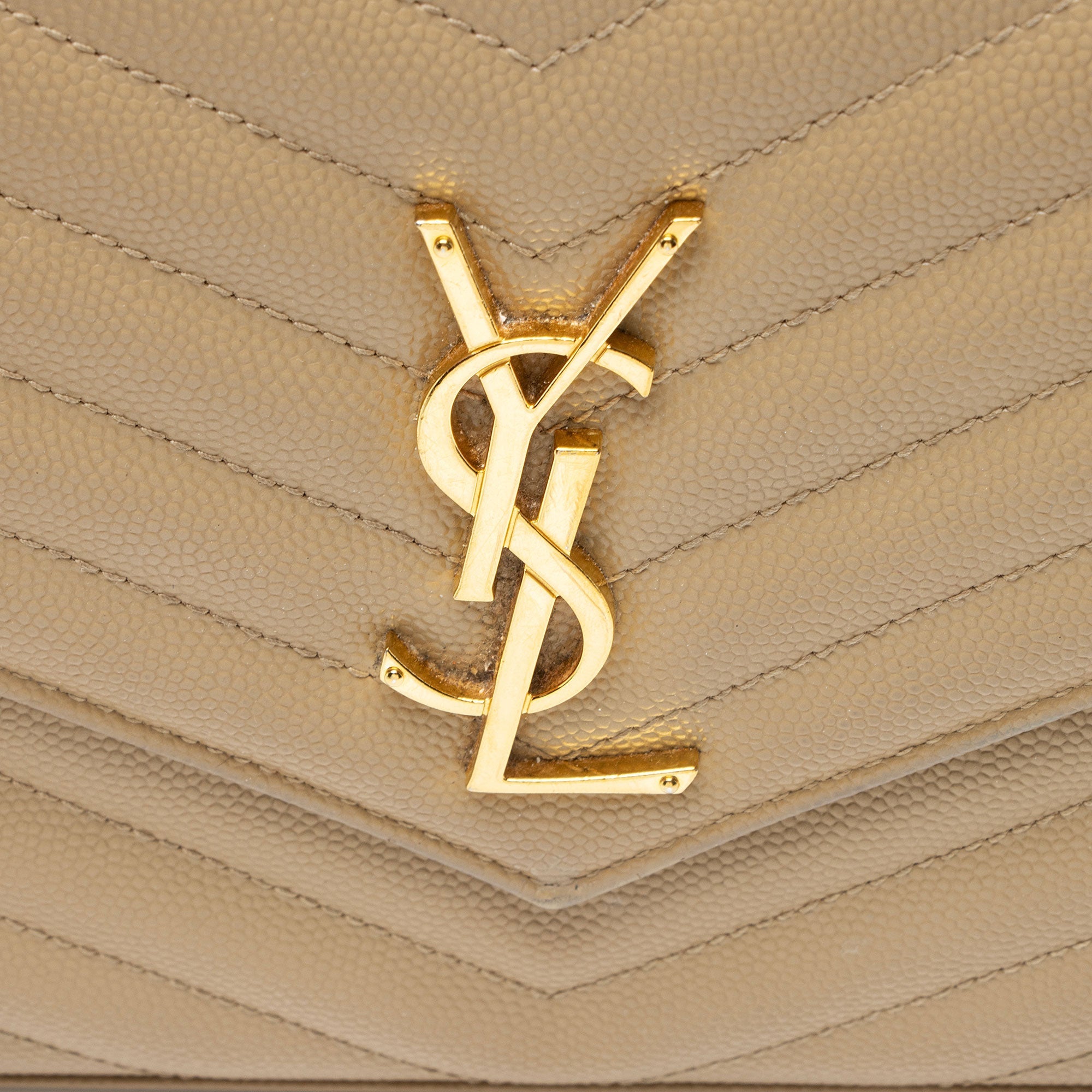 Saint Laurent Matelasse Grain de Poudre Monogram Chain Wallet - FINAL SALE