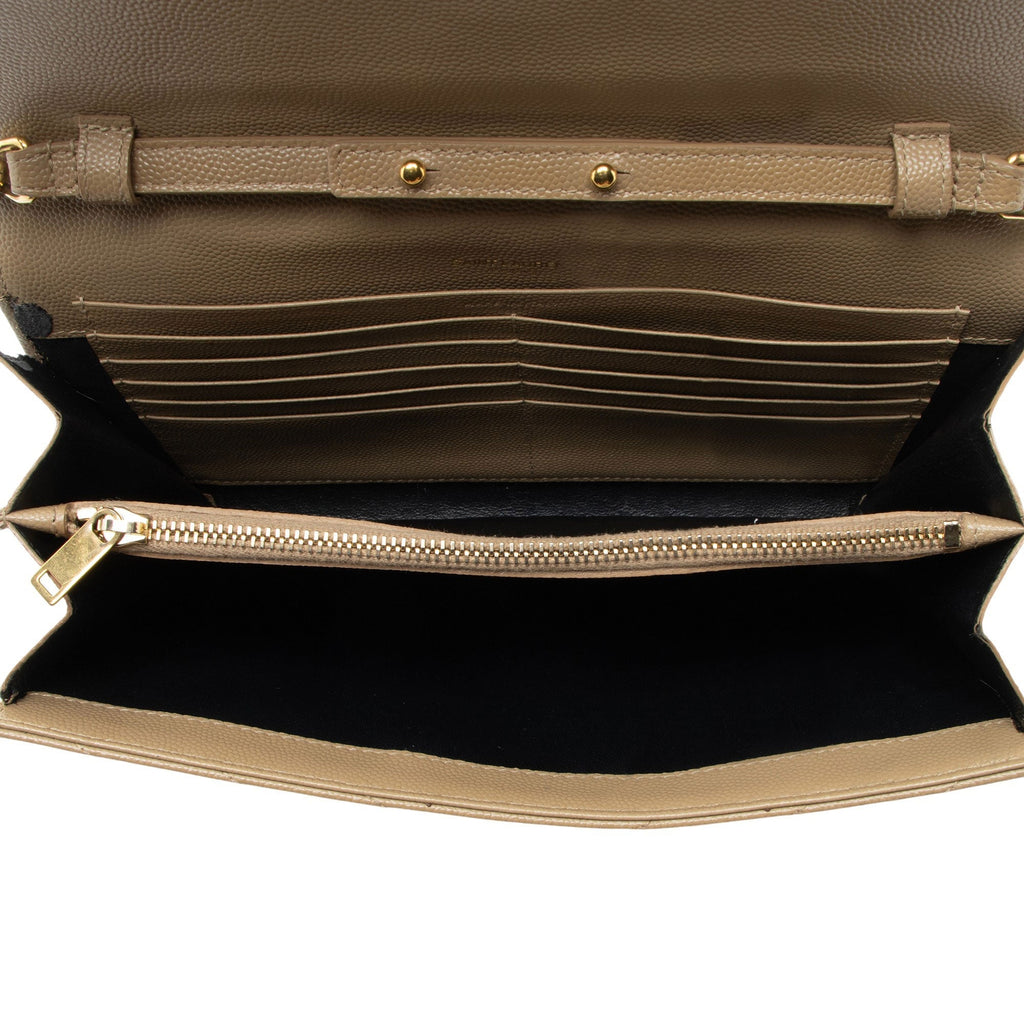 Saint Laurent Matelasse Grain de Poudre Monogram Chain Wallet - FINAL SALE