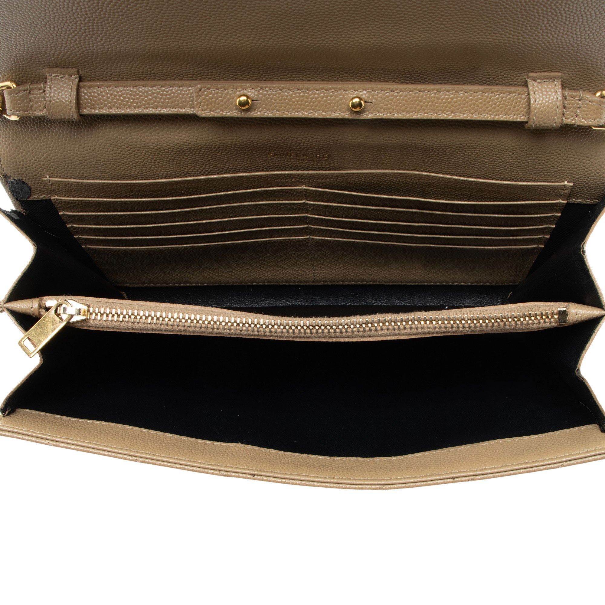 Saint Laurent Matelasse Grain de Poudre Monogram Chain Wallet - FINAL SALE