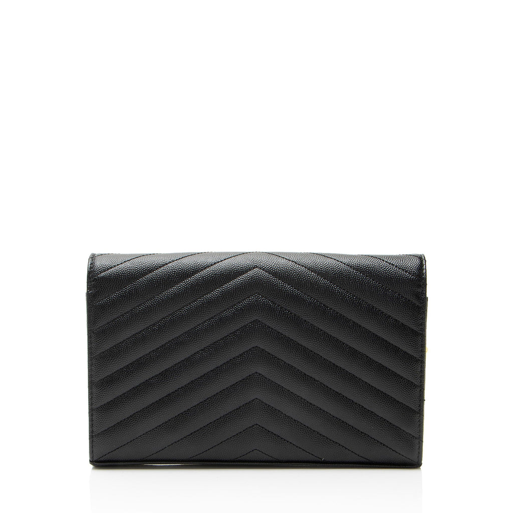 Saint Laurent Matelasse Grain de Poudre Monogram Chain Wallet