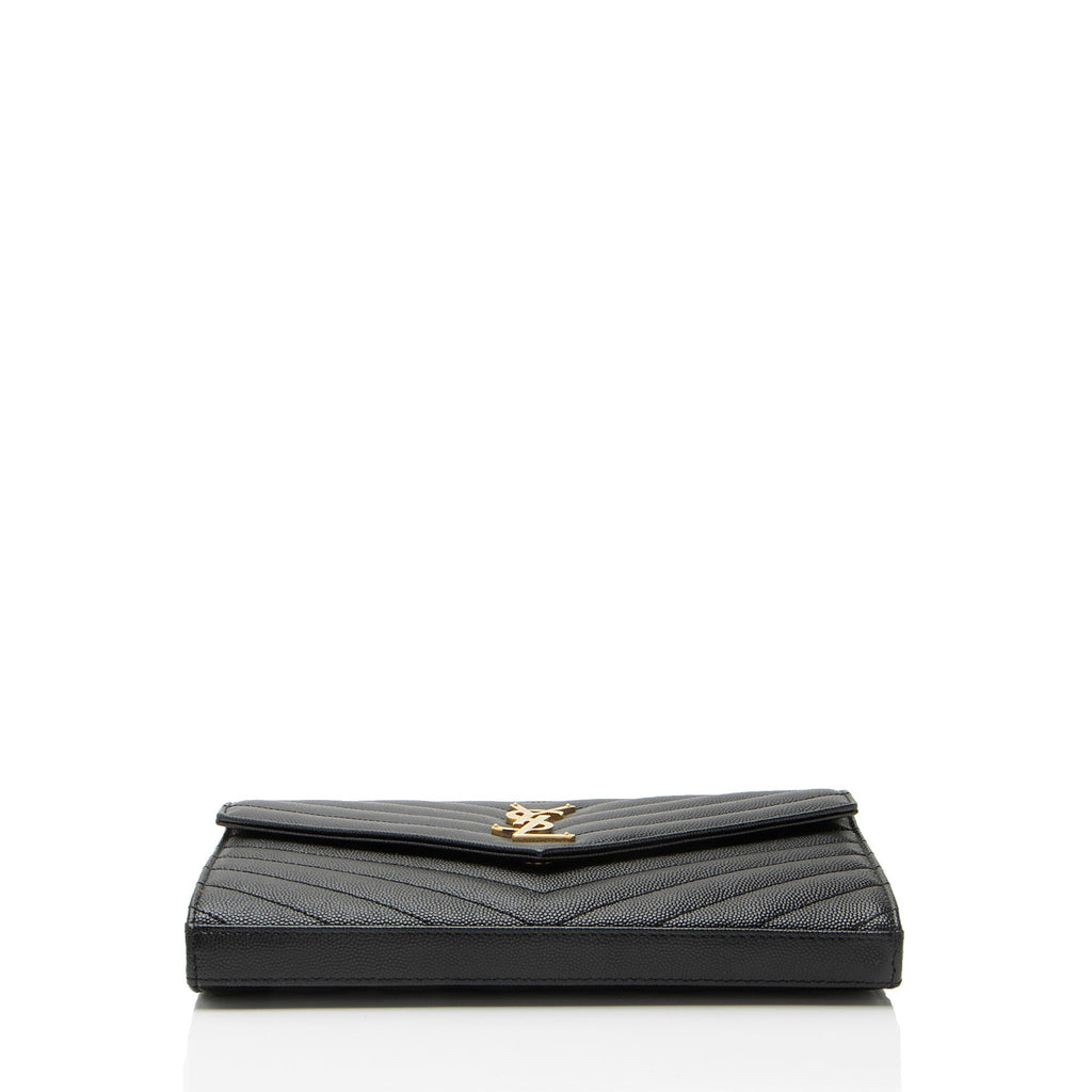 Saint Laurent Matelasse Grain de Poudre Monogram Chain Wallet