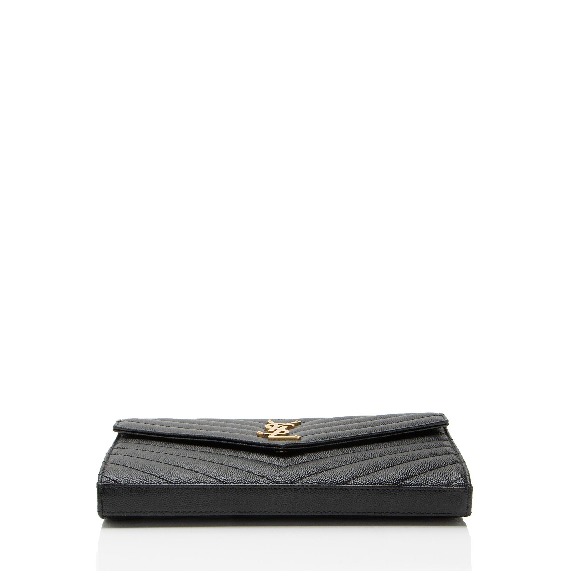 Saint Laurent Matelasse Grain de Poudre Monogram Chain Wallet