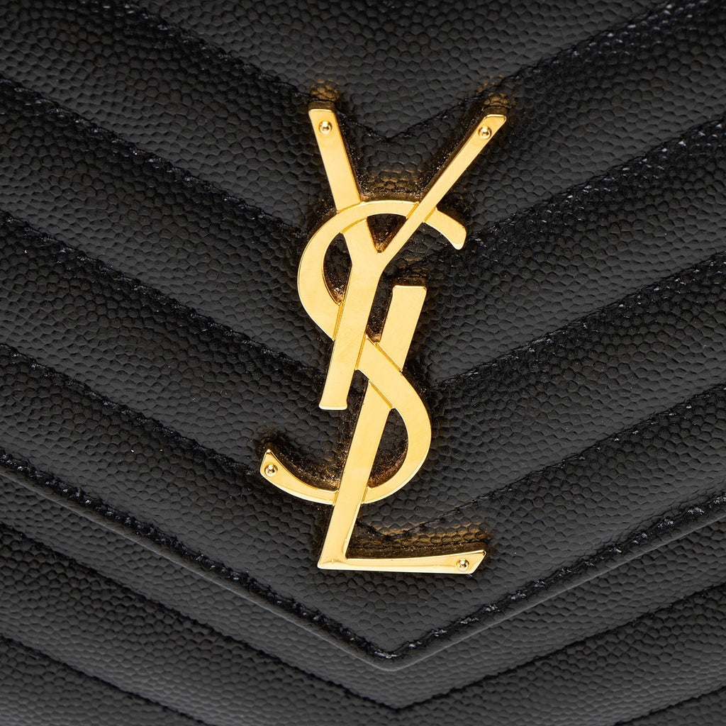 Saint Laurent Matelasse Grain de Poudre Monogram Chain Wallet