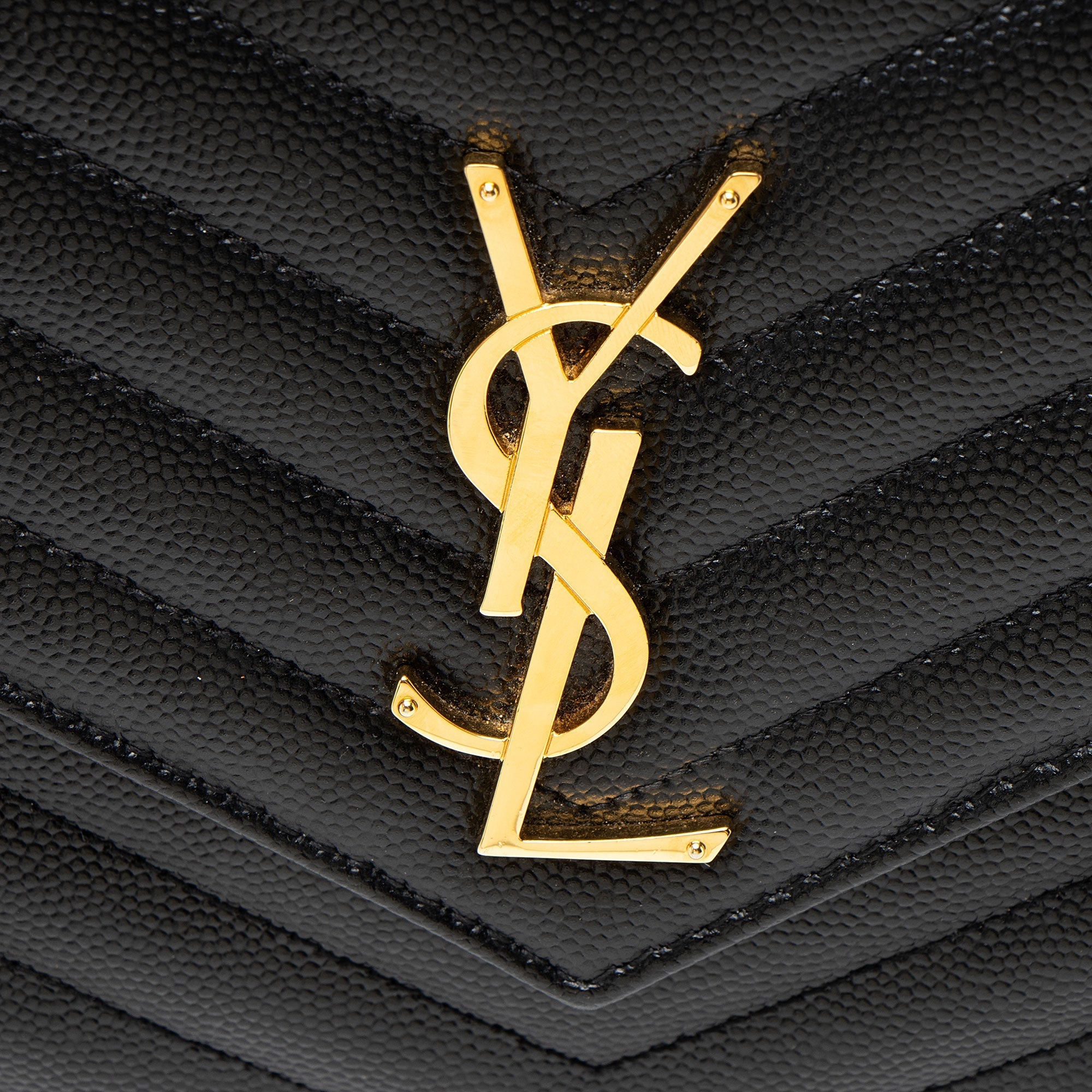 Saint Laurent Matelasse Grain de Poudre Monogram Chain Wallet