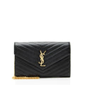 Saint Laurent Matelasse Grain de Poudre Monogram Chain Wallet