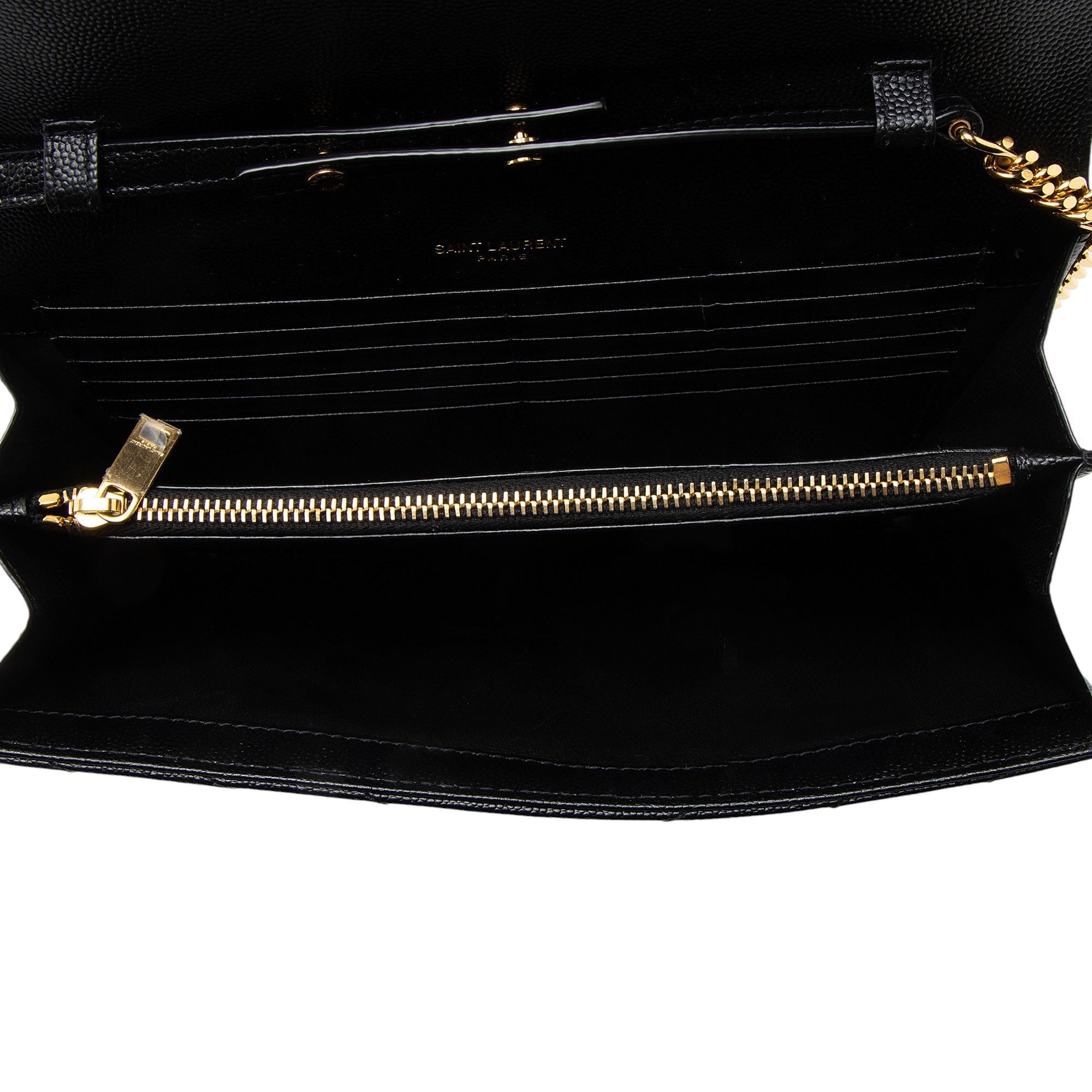 Saint Laurent Matelasse Grain de Poudre Monogram Chain Wallet