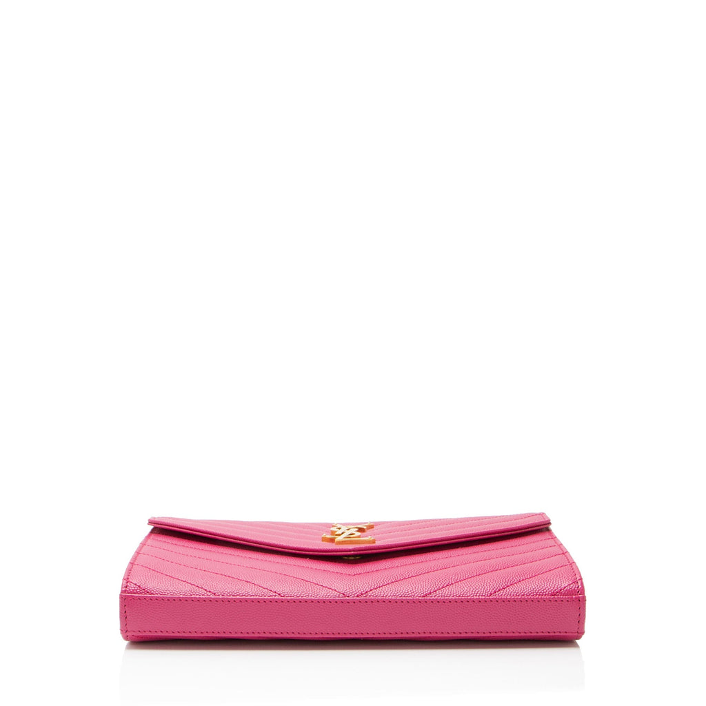 Saint Laurent Matelasse Grain de Poudre Monogram Chain Wallet