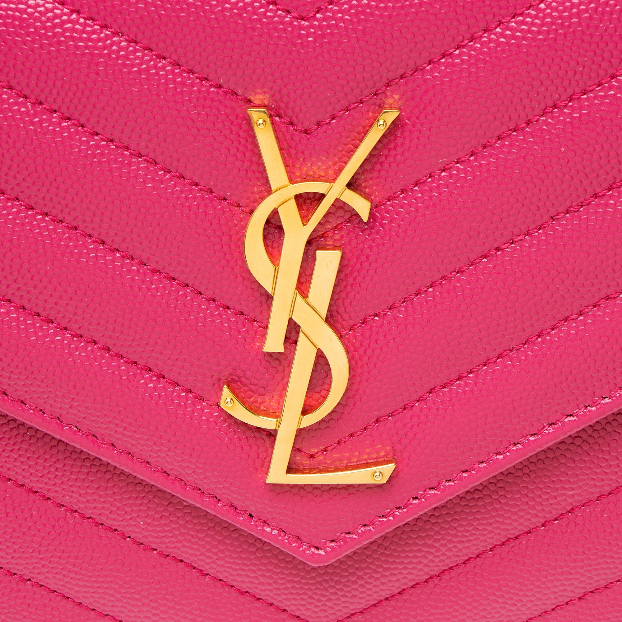 Saint Laurent Matelasse Grain de Poudre Monogram Chain Wallet