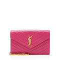 Saint Laurent Matelasse Grain de Poudre Monogram Chain Wallet