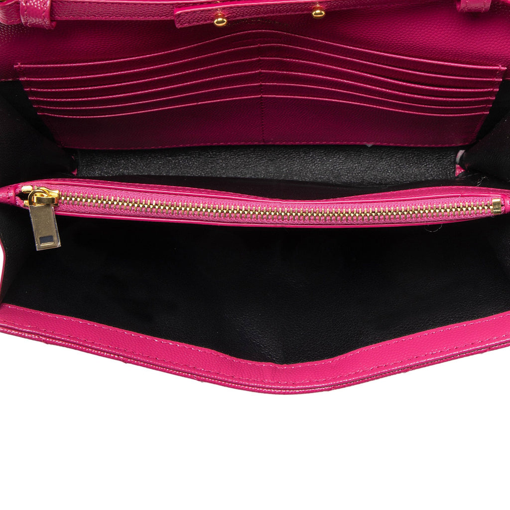 Saint Laurent Matelasse Grain de Poudre Monogram Chain Wallet
