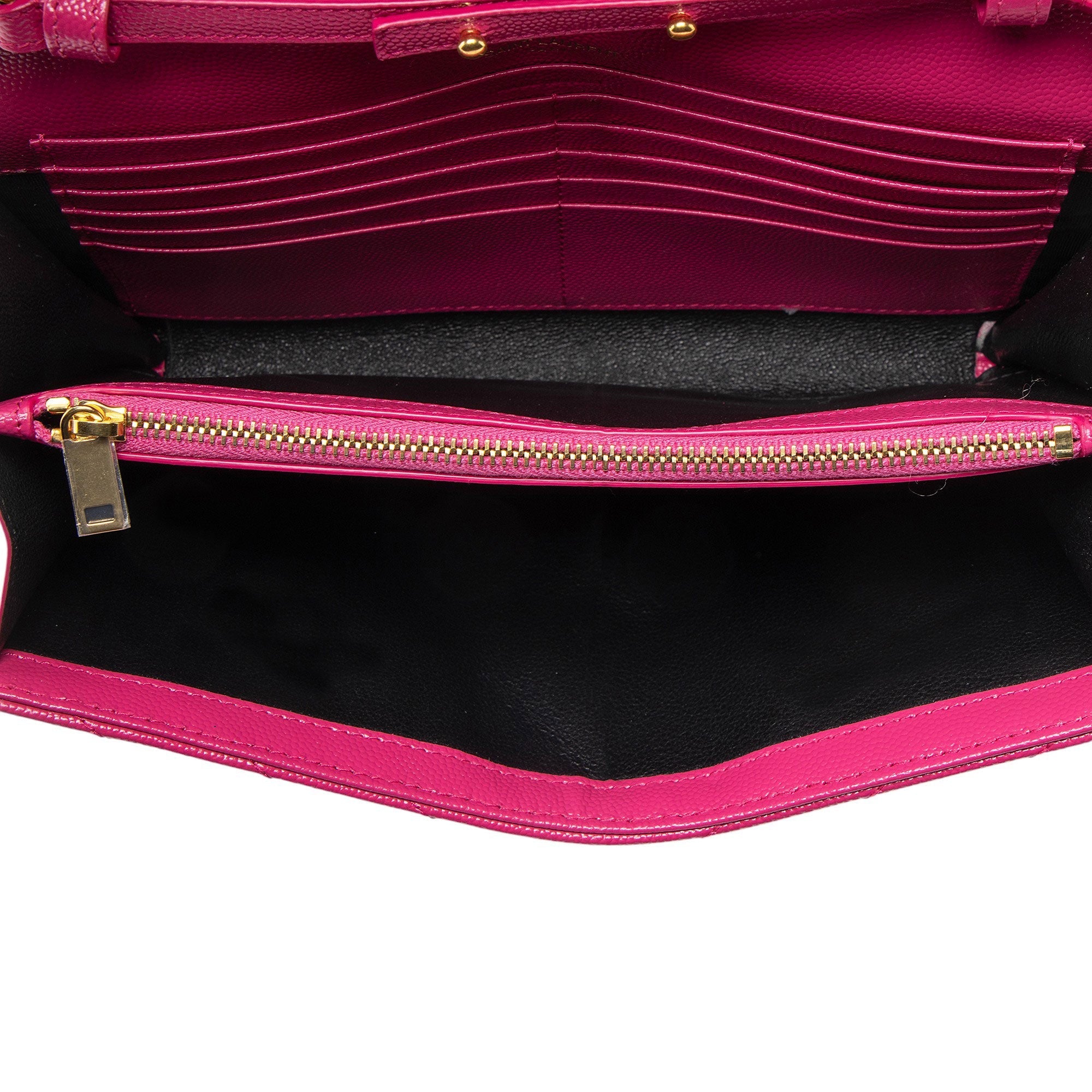 Saint Laurent Matelasse Grain de Poudre Monogram Chain Wallet