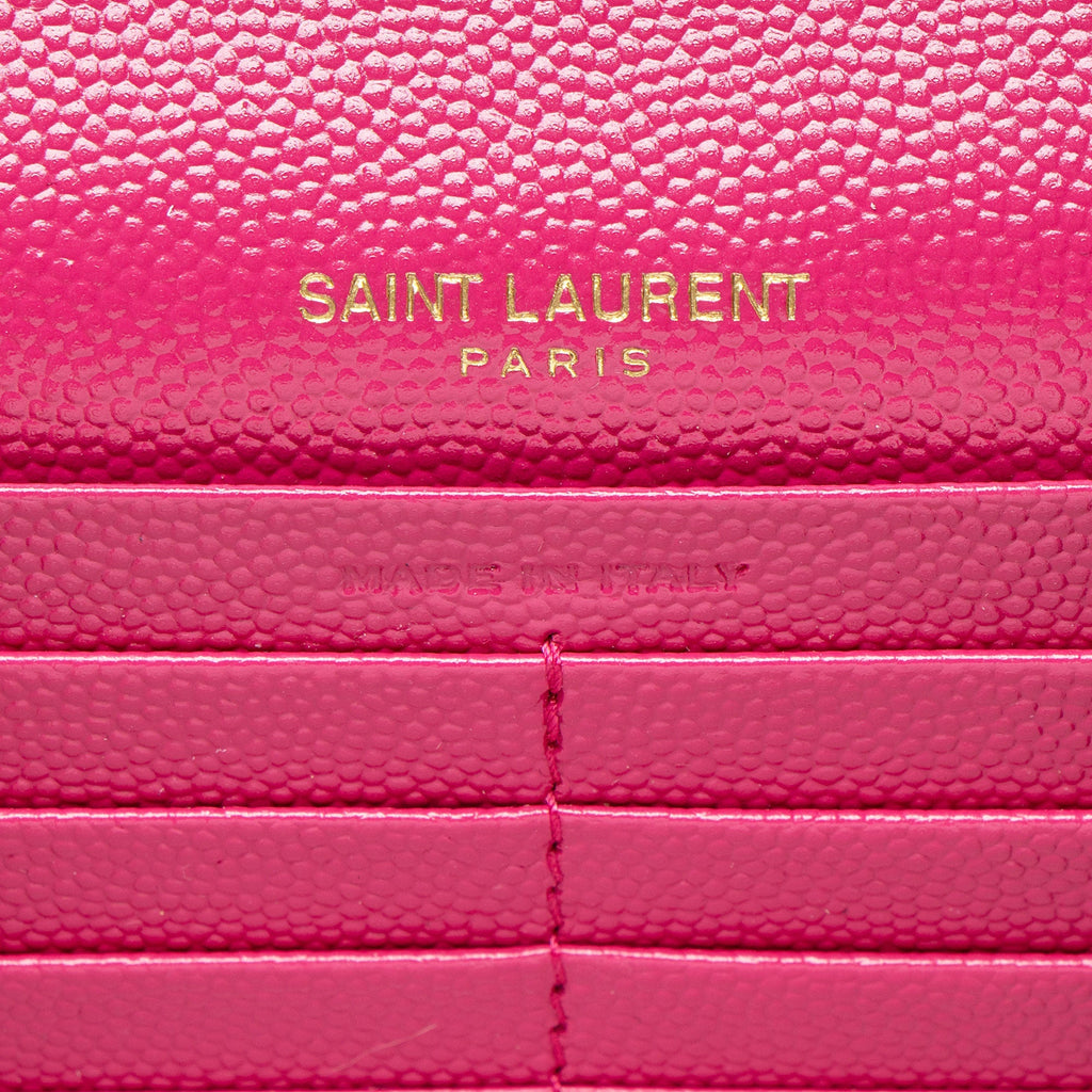 Saint Laurent Matelasse Grain de Poudre Monogram Chain Wallet