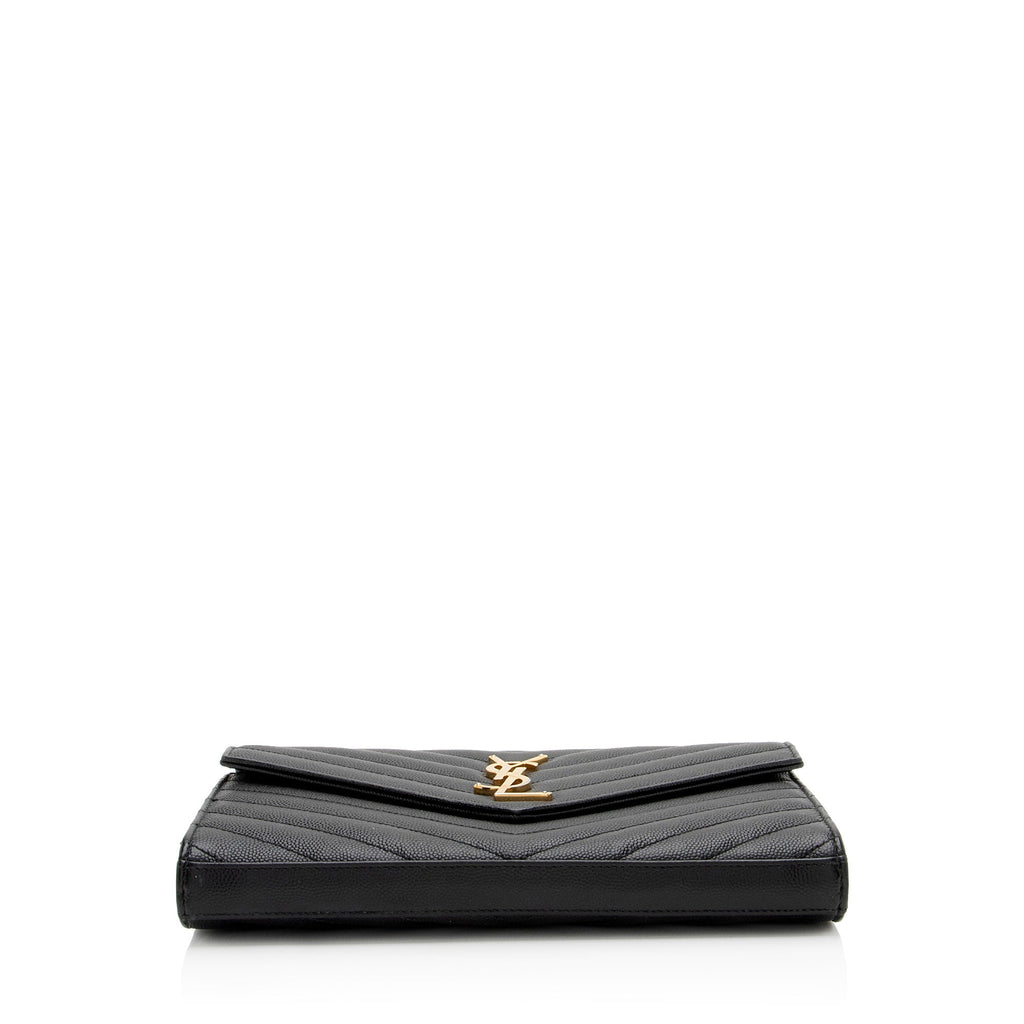 Saint Laurent Matelasse Grain de Poudre Monogram Chain Wallet
