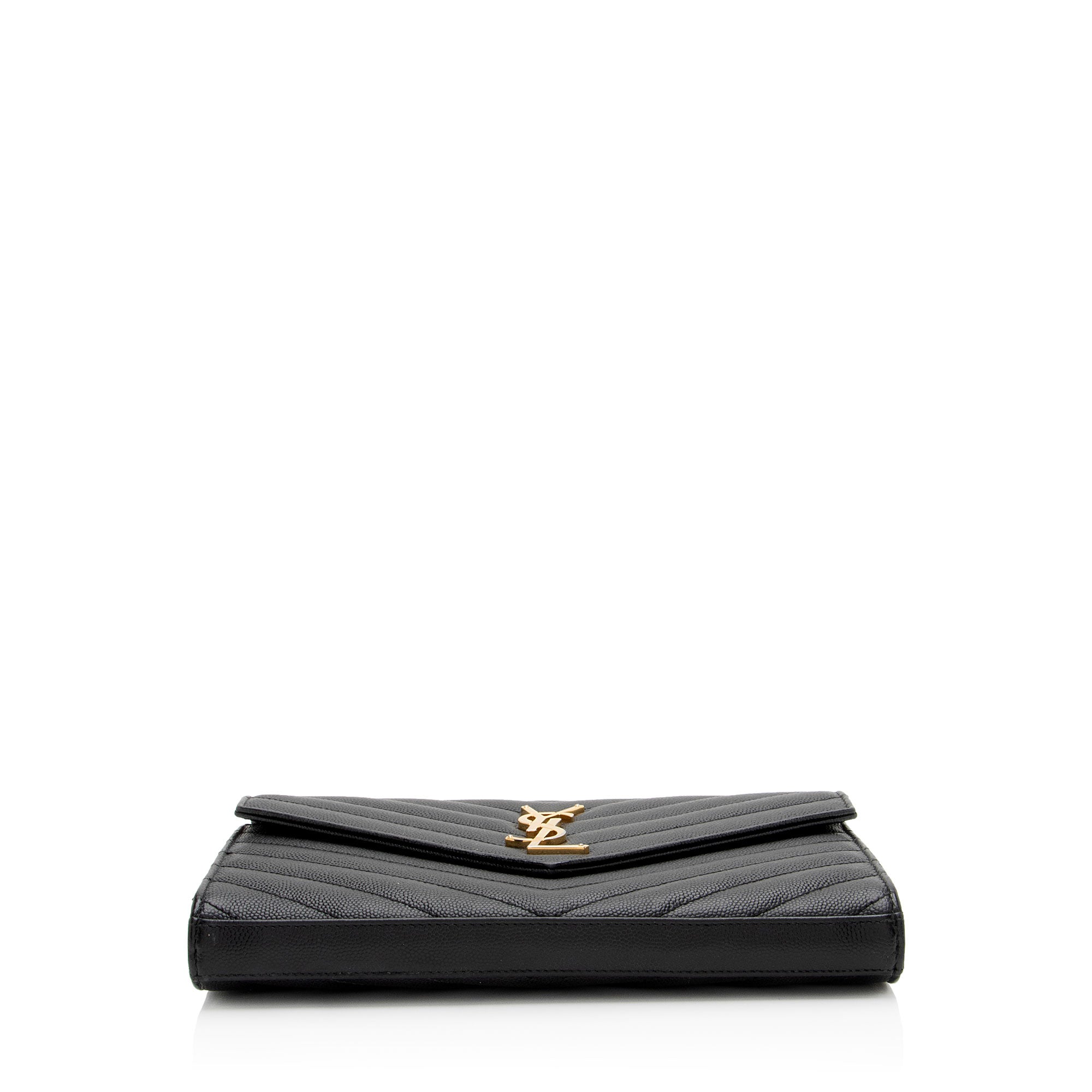Saint Laurent Matelasse Grain de Poudre Monogram Chain Wallet