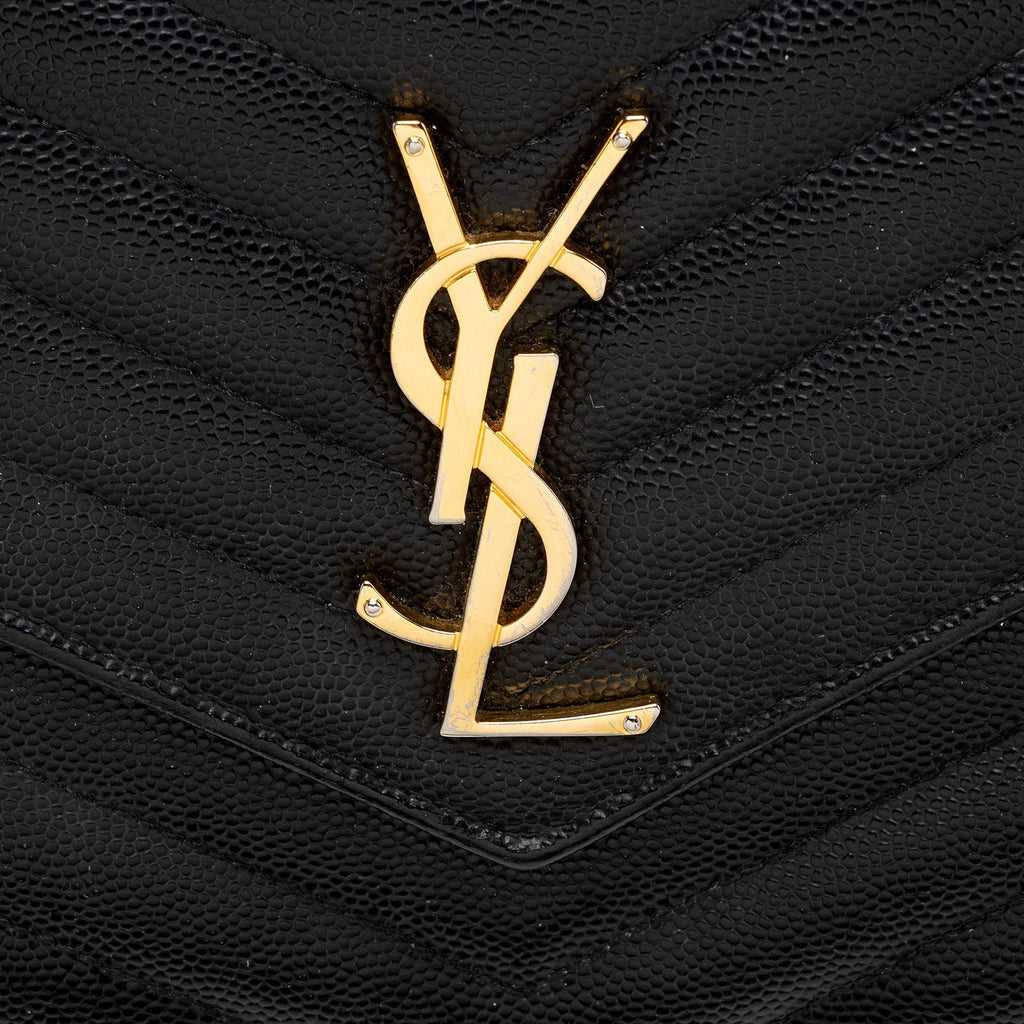 Saint Laurent Matelasse Grain de Poudre Monogram Chain Wallet