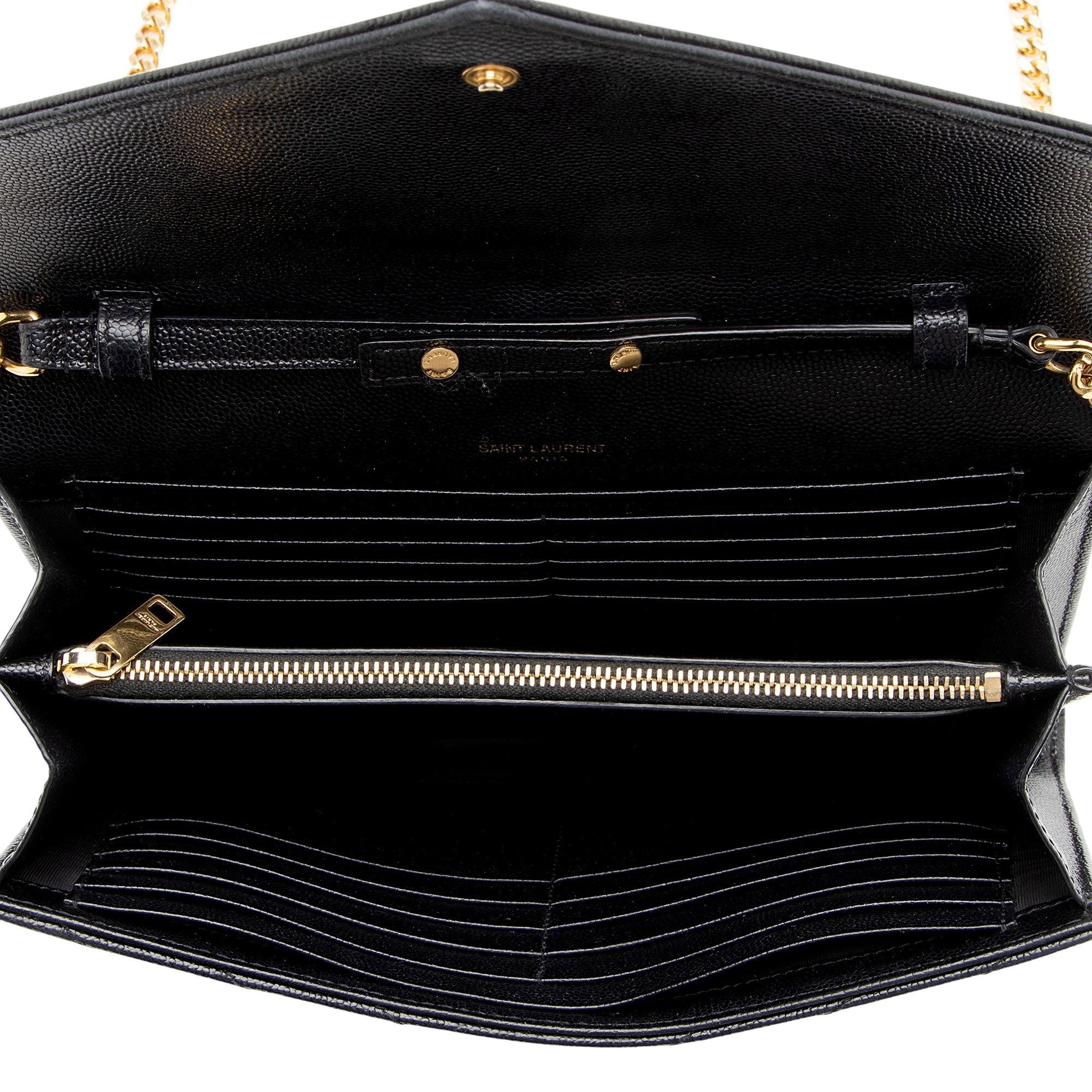 Saint Laurent Matelasse Grain de Poudre Monogram Chain Wallet