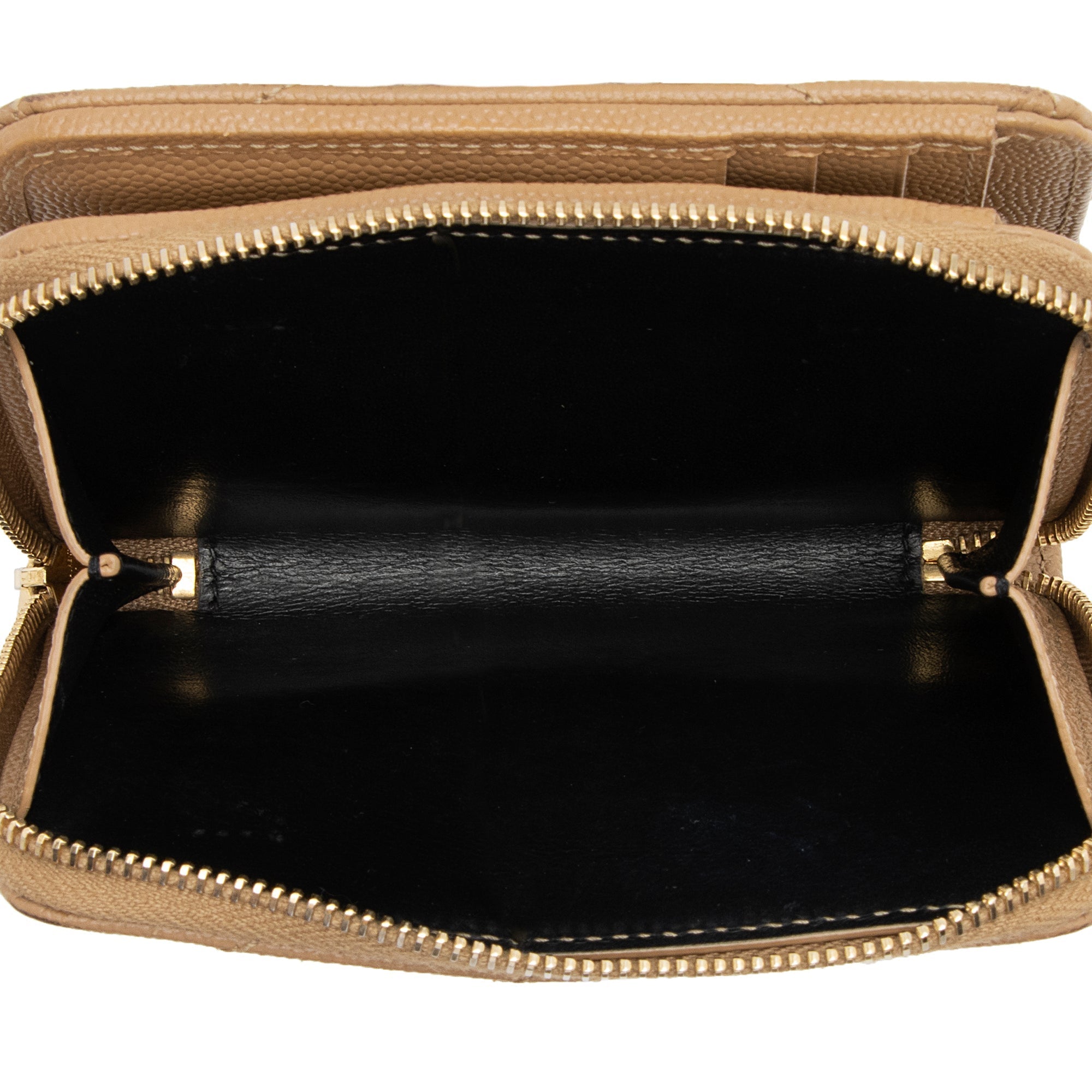Saint Laurent Matelasse Grain de Poudre Monogram Compact Zip Around Wallet (SHF-23548)