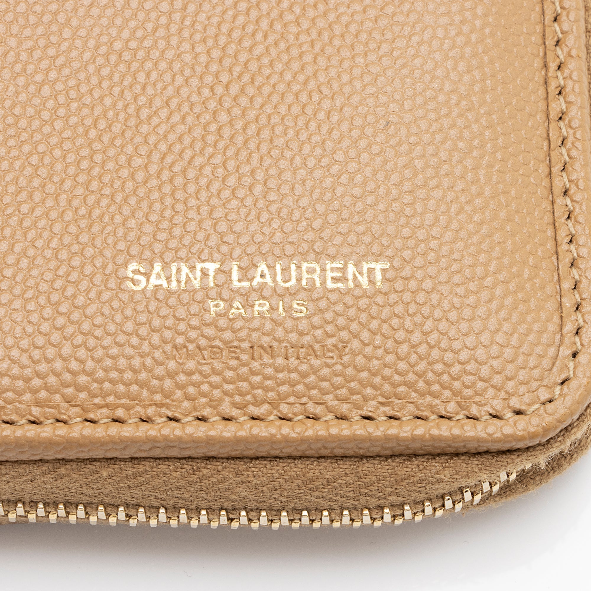 Saint Laurent Matelasse Grain de Poudre Monogram Compact Zip Around Wallet (SHF-23548)