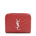 Saint Laurent Matelasse Grain de Poudre Monogram Compact Zip Around Wallet