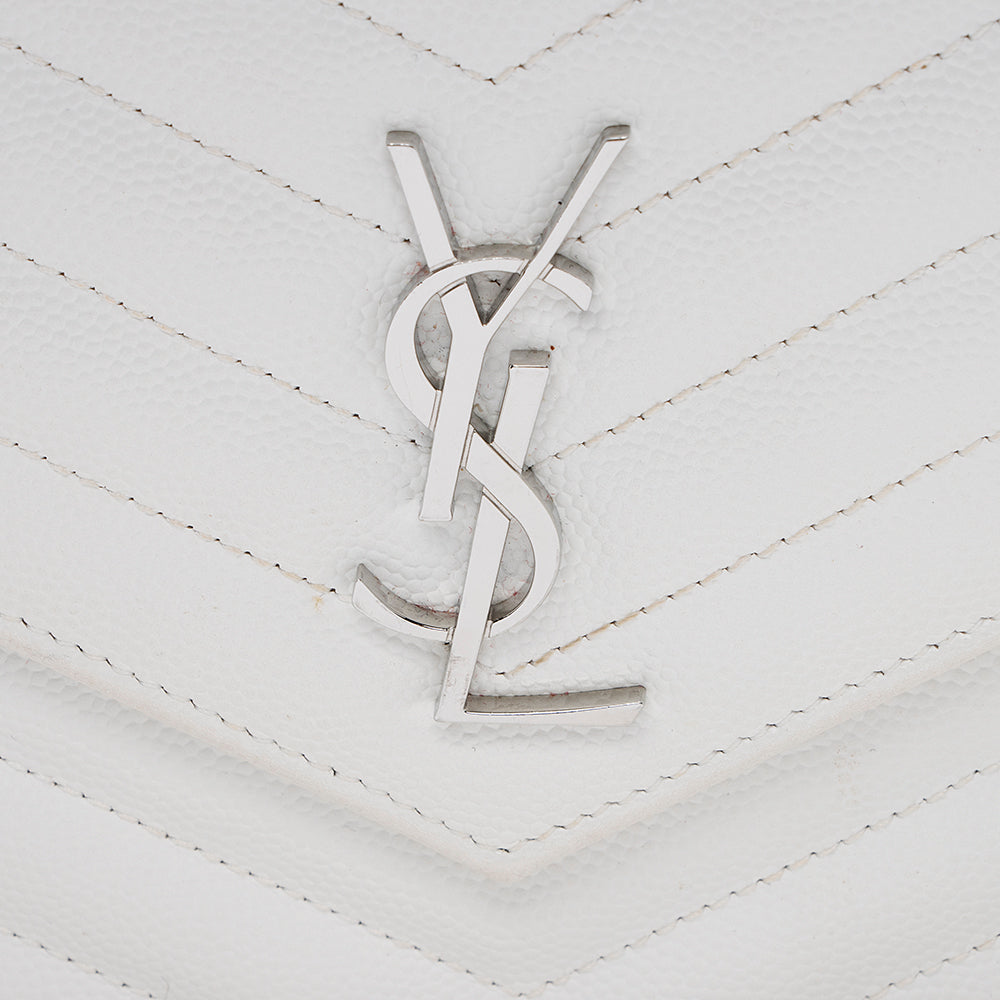Saint Laurent Matelasse Grain de Poudre Monogram Envelope Chain Wallet (SHF-15981)