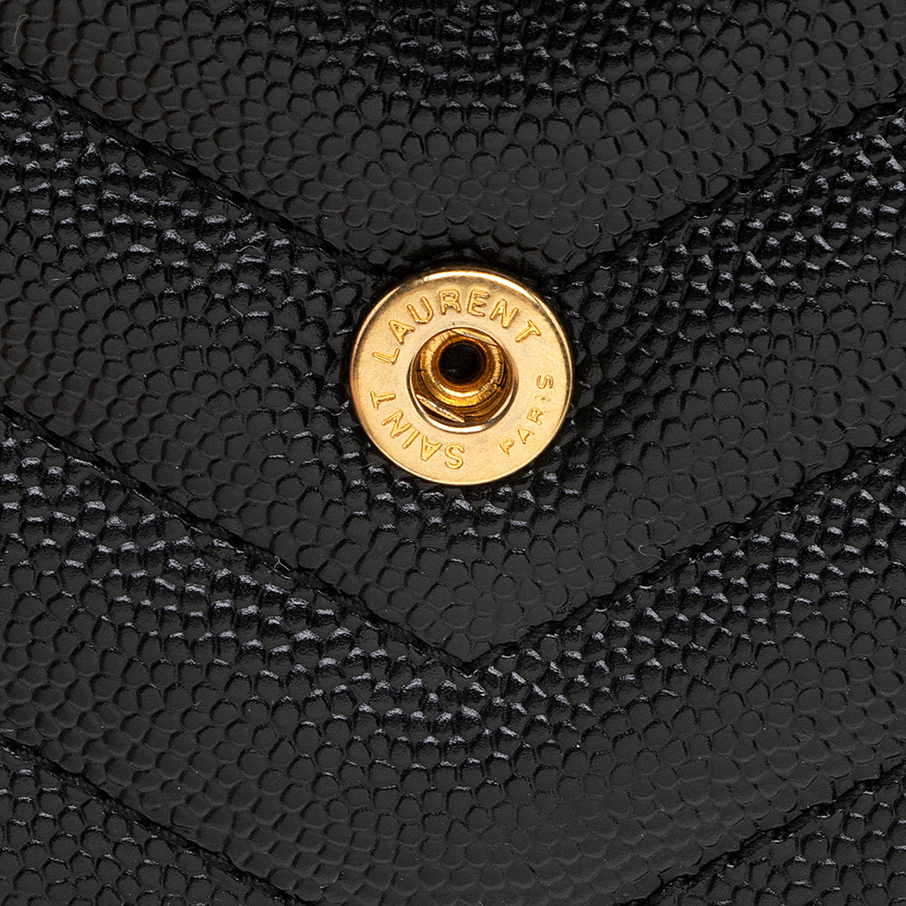 Saint Laurent Matelasse Grain de Poudre Monogram Envelope Chain Wallet (SHF-19240)