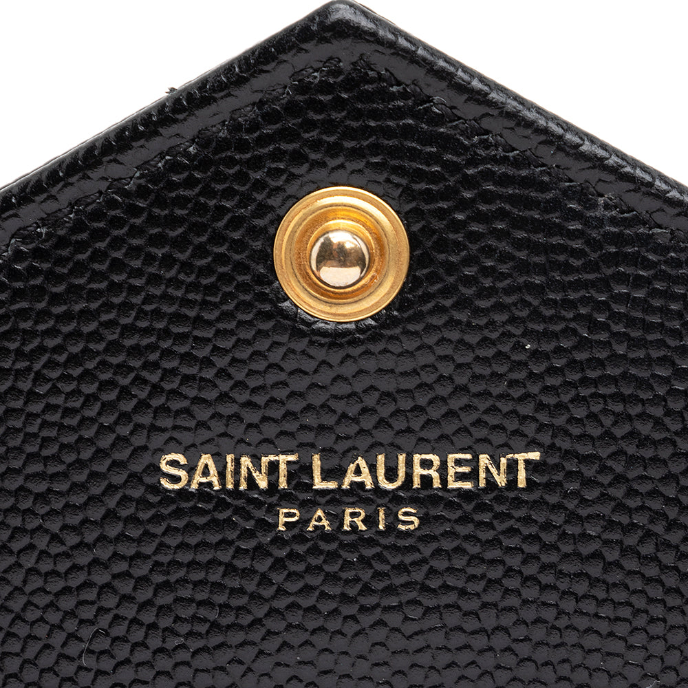 Saint Laurent Matelasse Grain de Poudre Monogram Envelope Chain Wallet (SHF-19240)