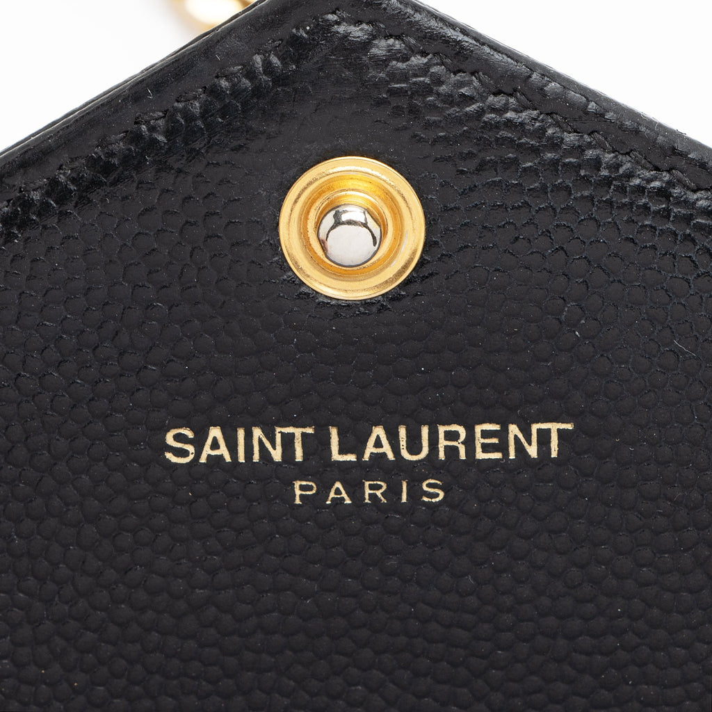 Saint Laurent Matelasse Grain de Poudre Monogram Envelope Chain Wallet (SHF-23410)