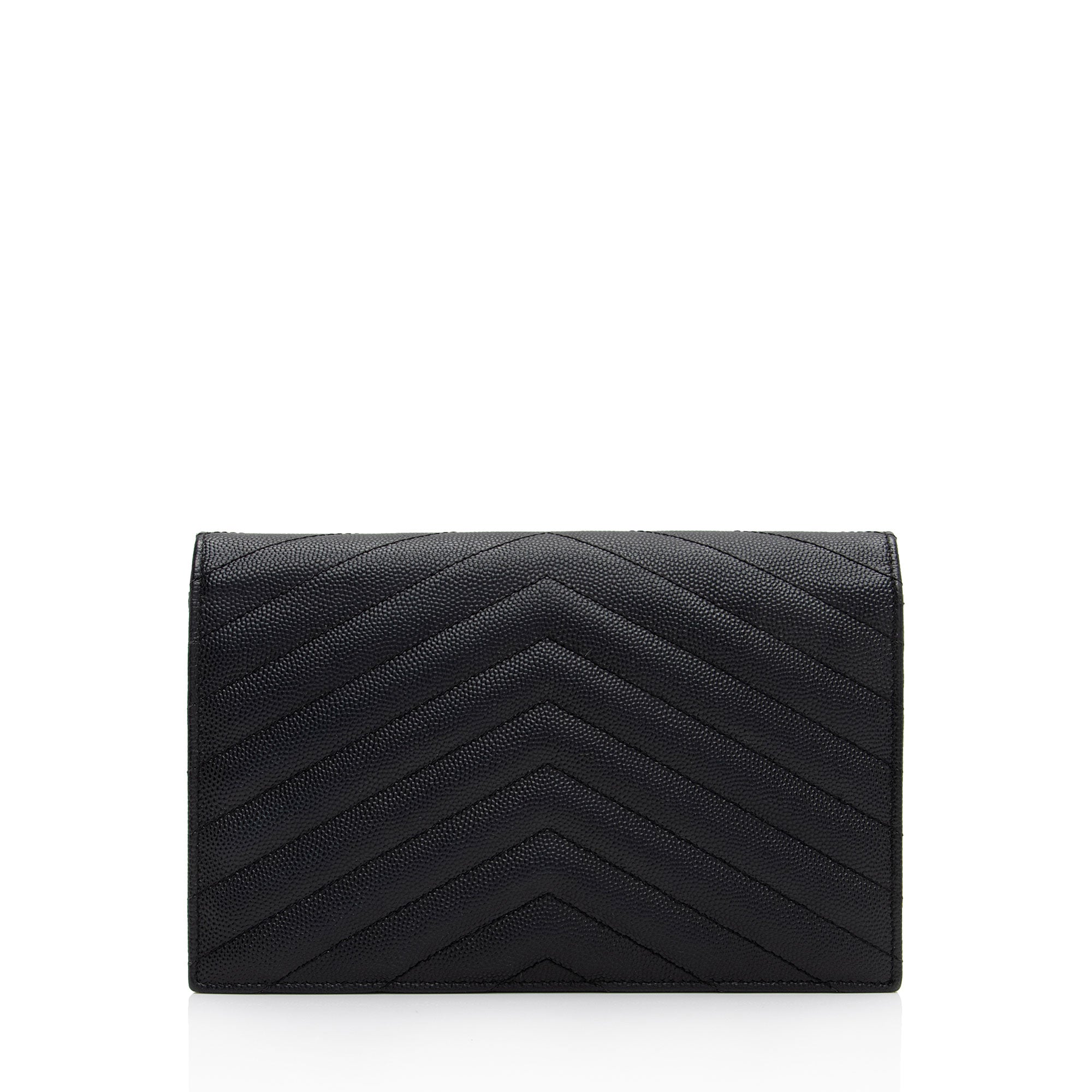 Saint Laurent Matelasse Grain de Poudre Monogram Envelope Chain Wallet (SHF-zpgjlD)