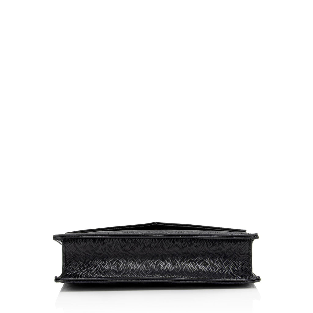 Saint Laurent Matelasse Grain de Poudre Monogram Envelope Chain Wallet (SHF-zpgjlD)