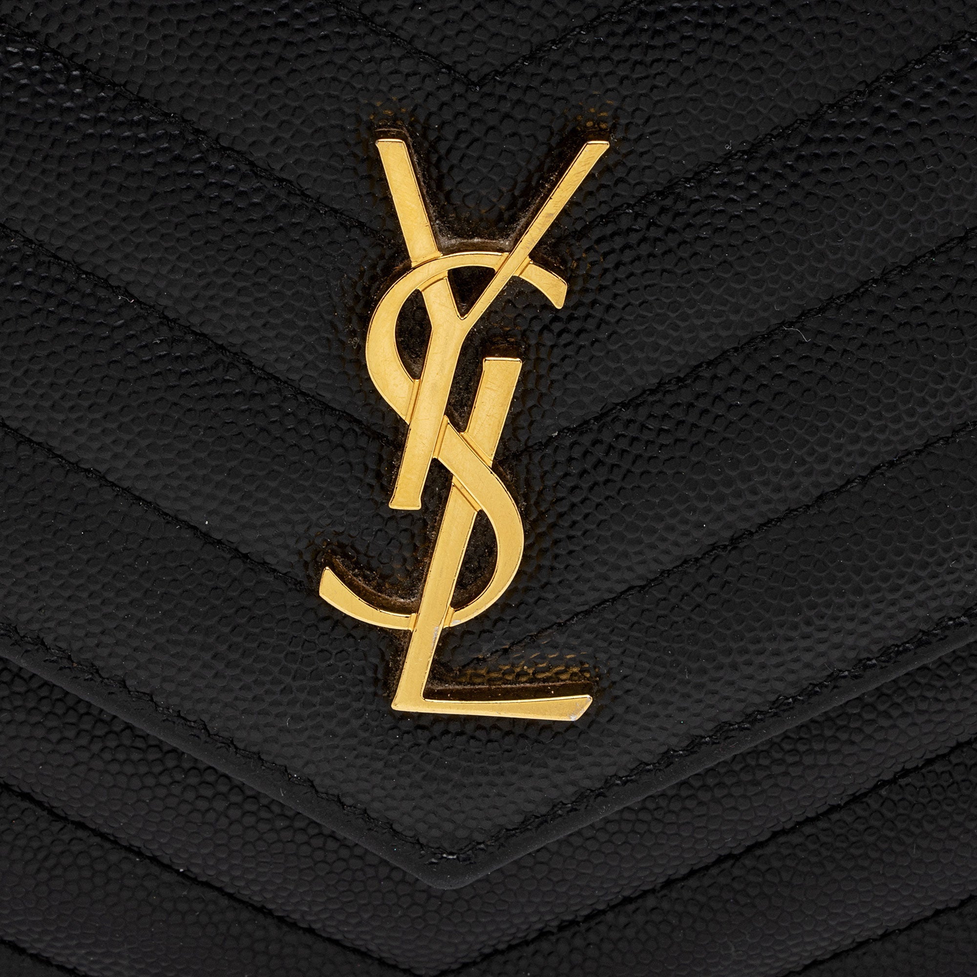 Saint Laurent Matelasse Grain de Poudre Monogram Envelope Chain Wallet (SHF-zpgjlD)