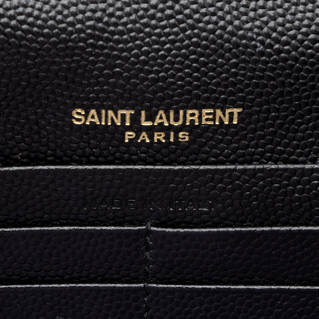 Saint Laurent Matelasse Grain de Poudre Monogram Envelope Chain Wallet (SHF-zpgjlD)