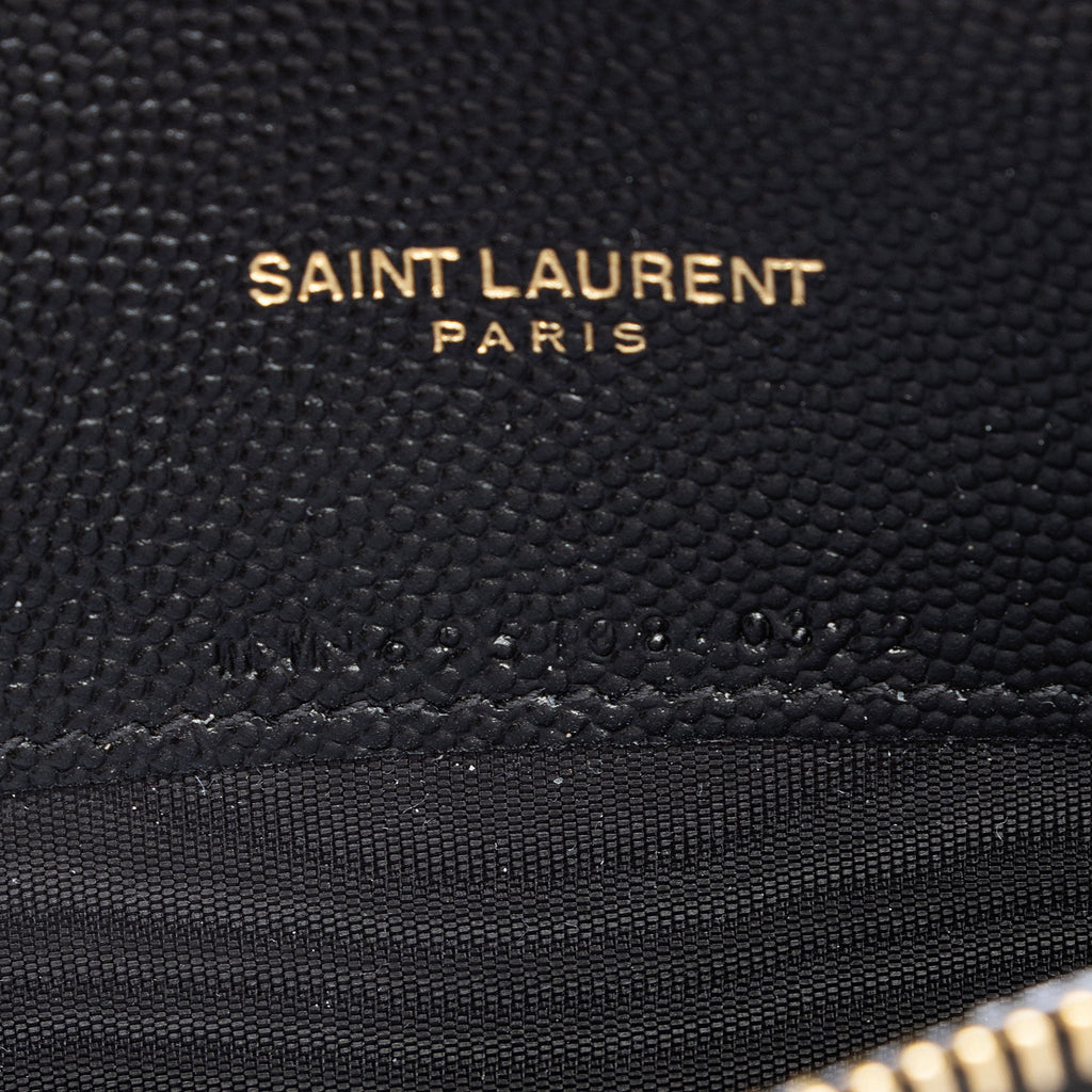 Saint Laurent Matelasse Grain de Poudre Monogram Envelope Chain Wallet (SHF-EIiwQw)