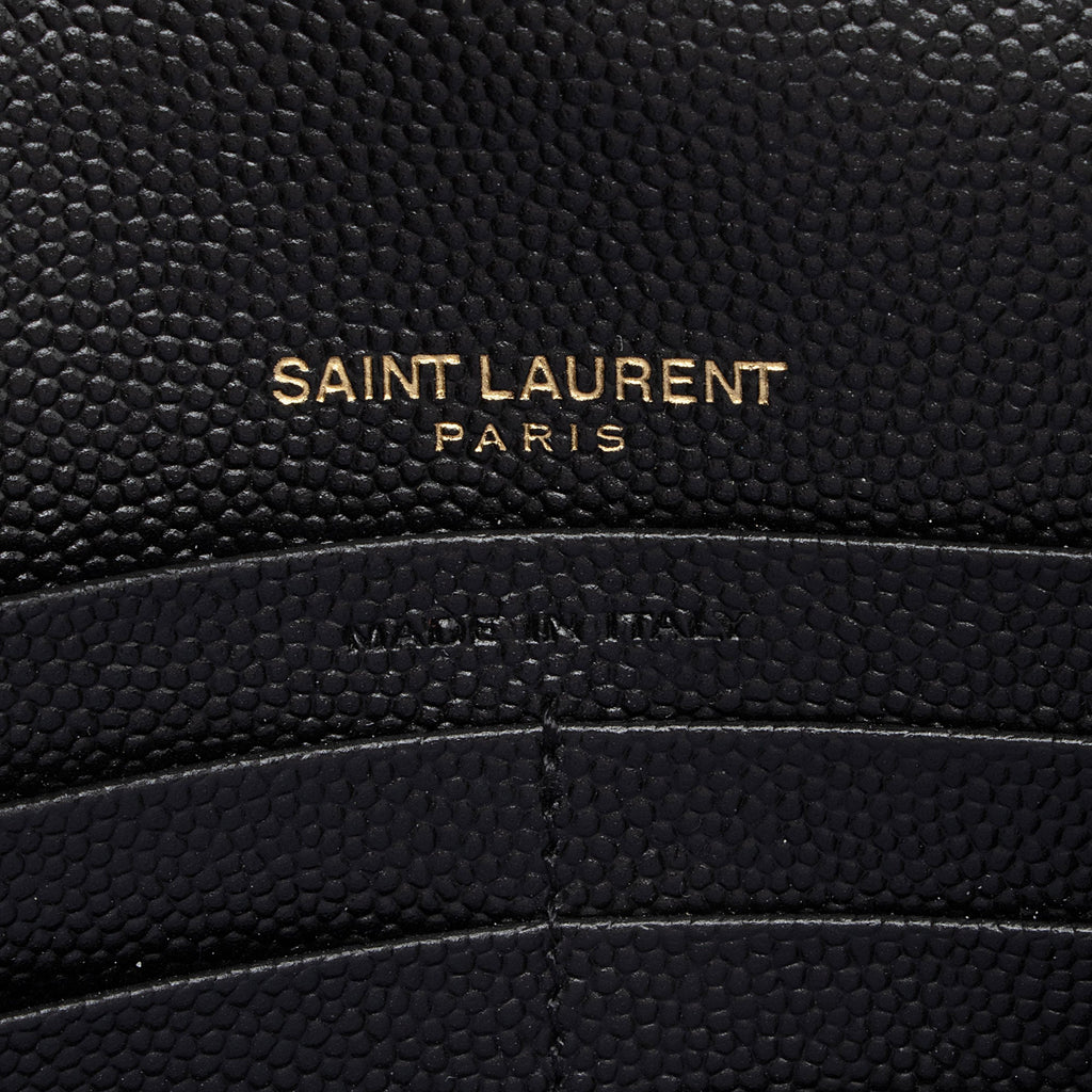 Saint Laurent Matelasse Grain de Poudre Monogram Envelope Chain Wallet (SHF-EIiwQw)