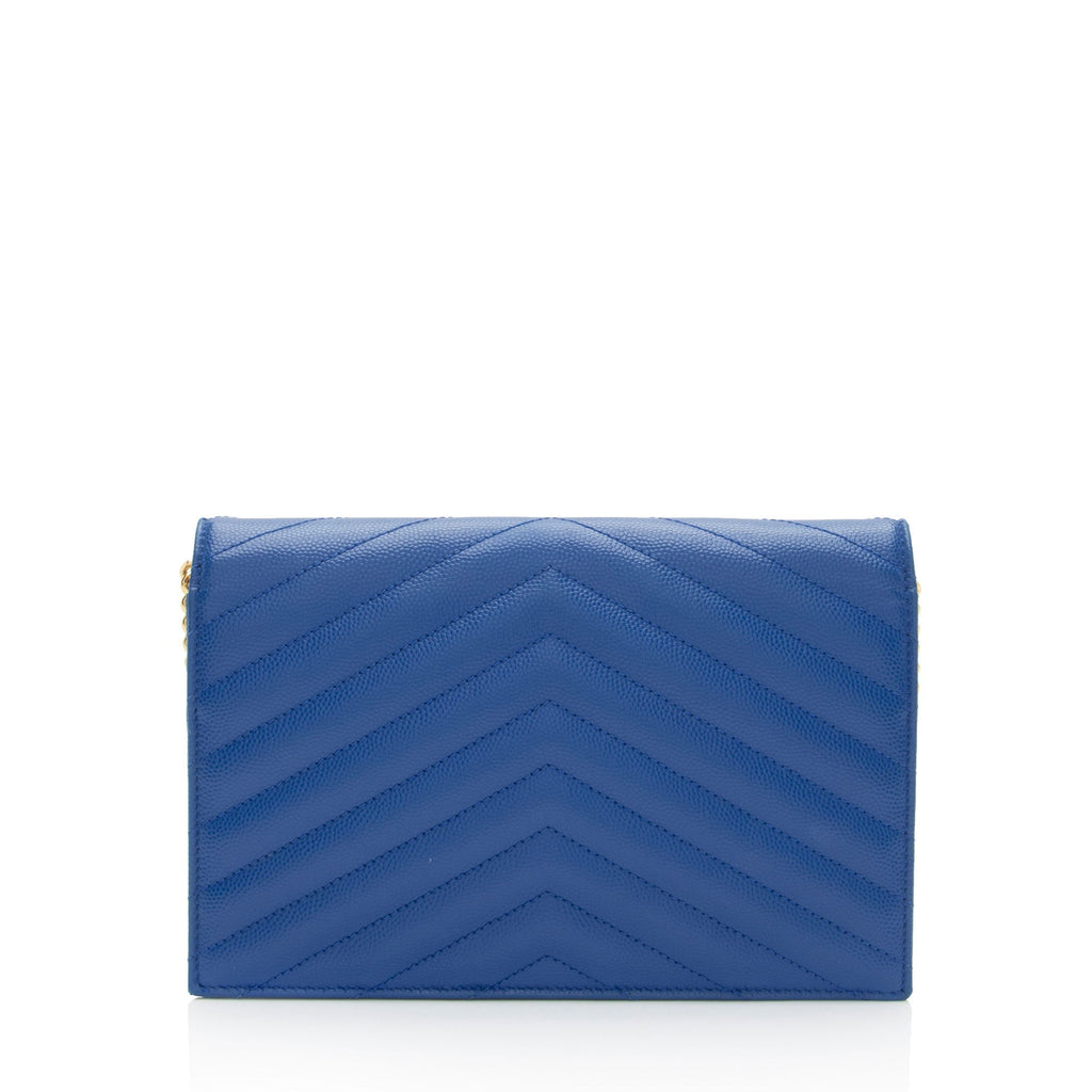 Saint Laurent Matelasse Grain de Poudre Monogram Envelope Chain Wallet
