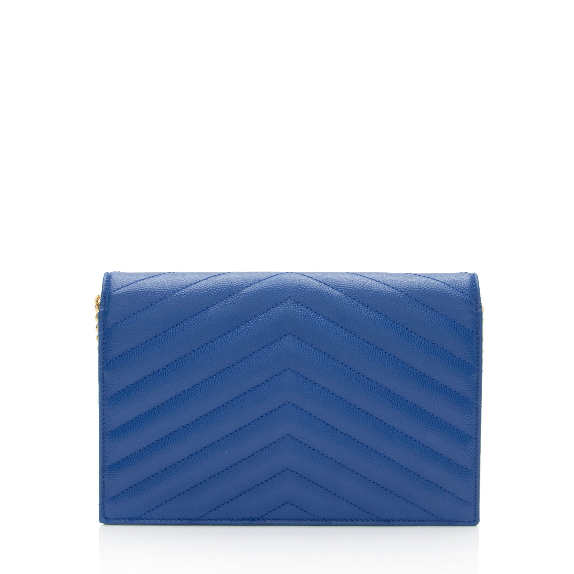 Saint Laurent Matelasse Grain de Poudre Monogram Envelope Chain Wallet