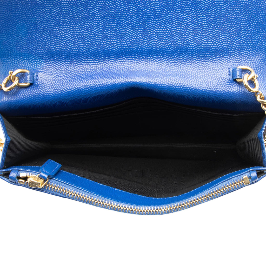Saint Laurent Matelasse Grain de Poudre Monogram Envelope Chain Wallet