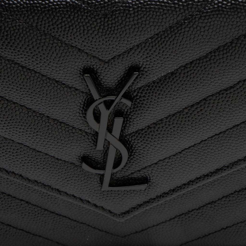 Saint Laurent Matelasse Grain de Poudre Monogram Envelope Chain Wallet (SHF-xHzUT8)