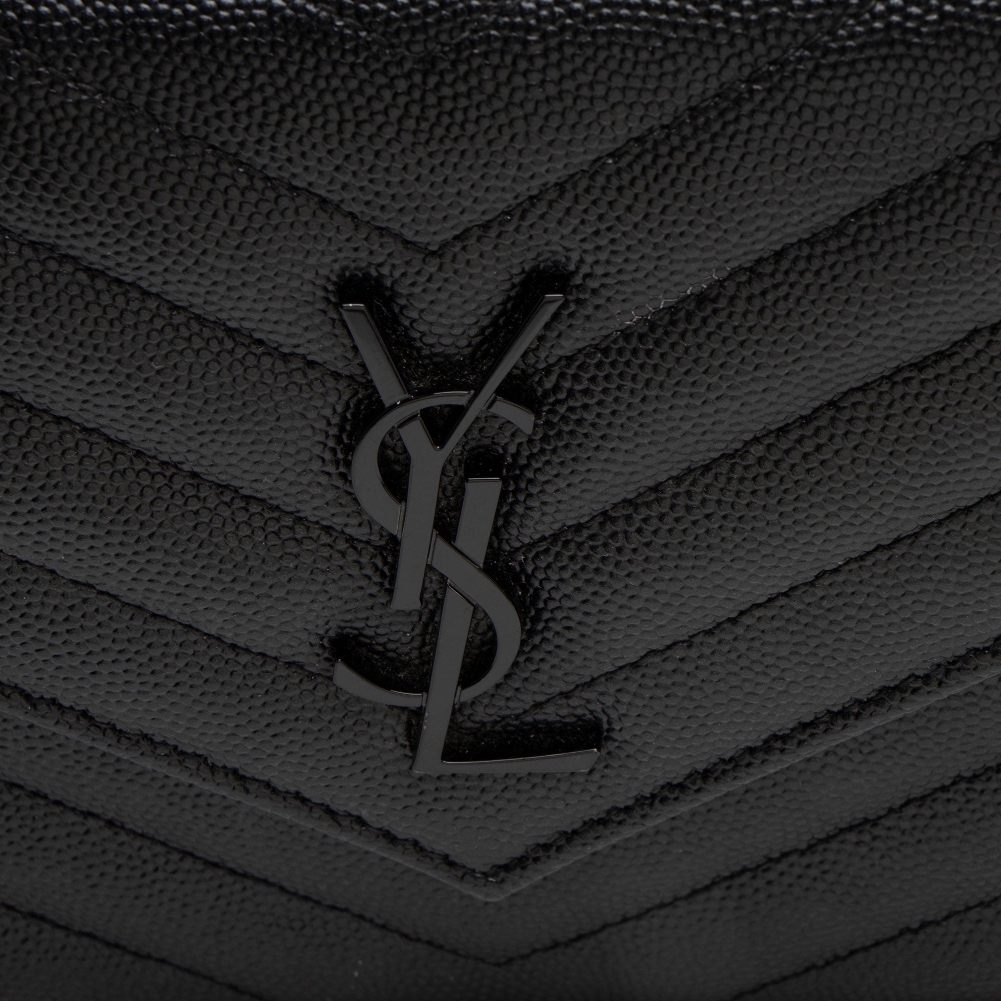 Saint Laurent Matelasse Grain de Poudre Monogram Envelope Chain Wallet (SHF-xHzUT8)