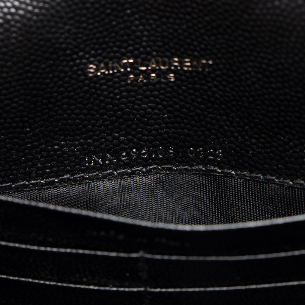 Saint Laurent Matelasse Grain de Poudre Monogram Envelope Chain Wallet (SHF-xHzUT8)