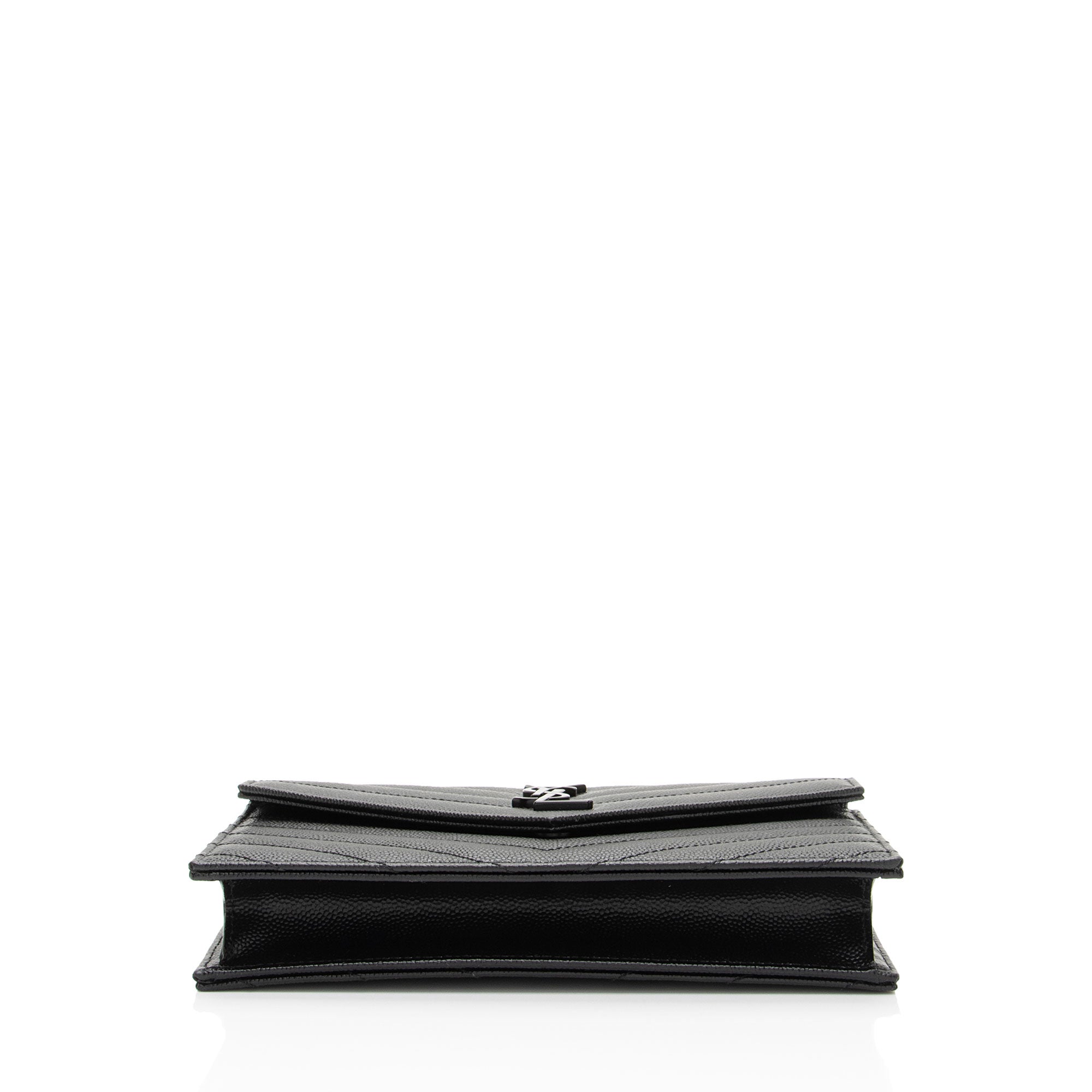 Saint Laurent Matelasse Grain de Poudre Monogram Envelope Chain Wallet (SHF-igJITM)