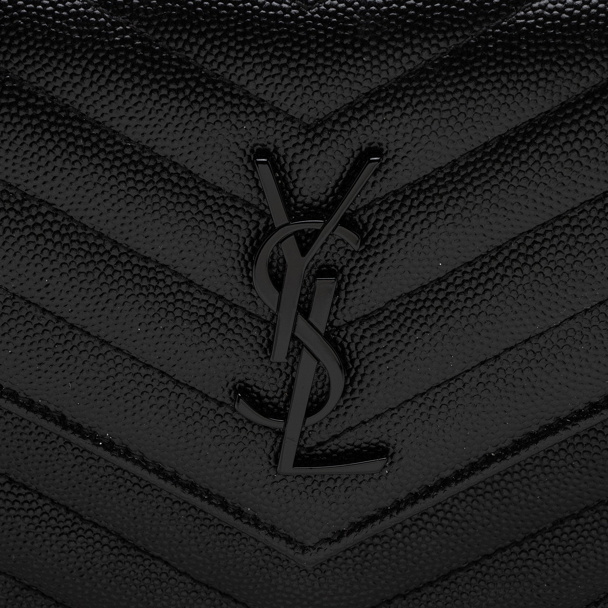 Saint Laurent Matelasse Grain de Poudre Monogram Envelope Chain Wallet (SHF-igJITM)