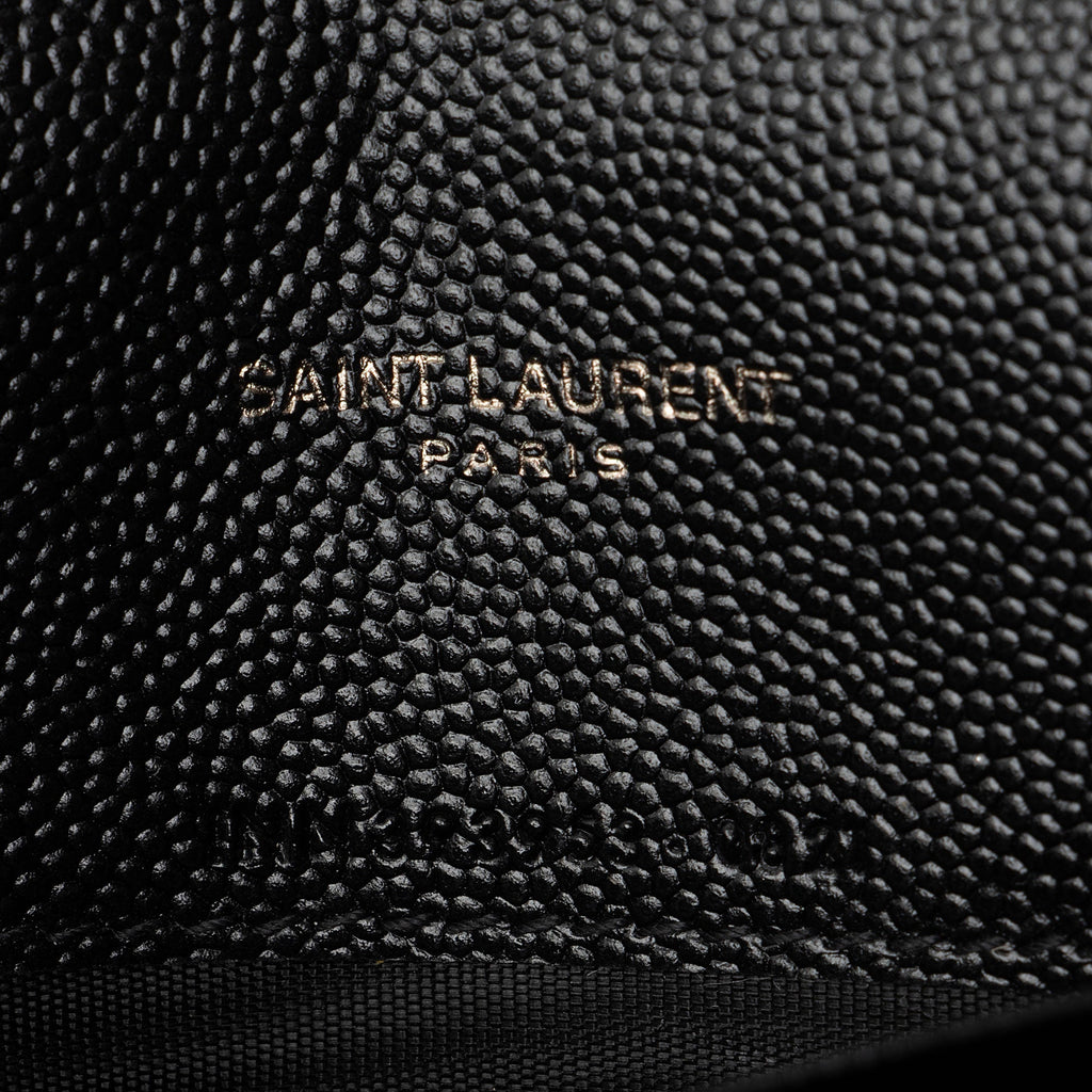 Saint Laurent Matelasse Grain de Poudre Monogram Envelope Chain Wallet (SHF-igJITM)
