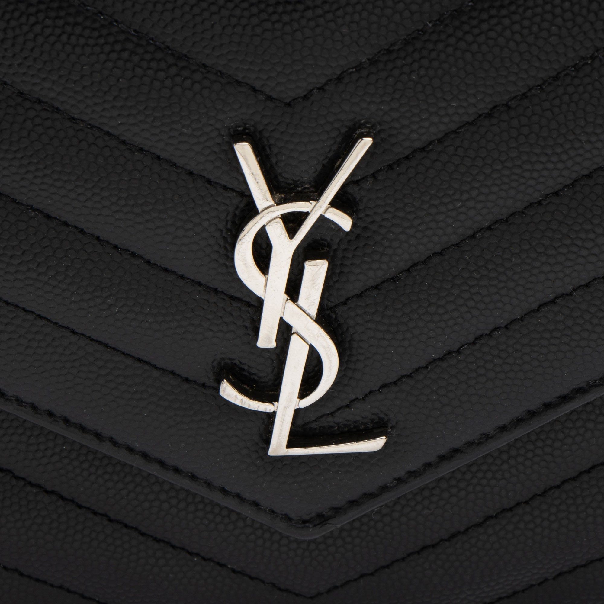 Saint Laurent Matelasse Grain de Poudre Monogram Envelope Chain Wallet (SHF-T51eMP)