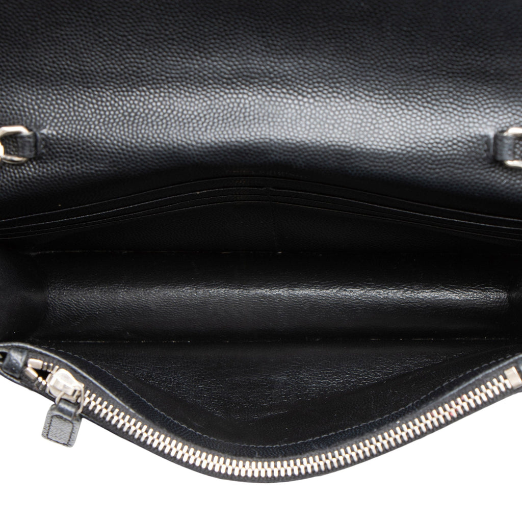 Saint Laurent Matelasse Grain de Poudre Monogram Envelope Chain Wallet (SHF-T51eMP)