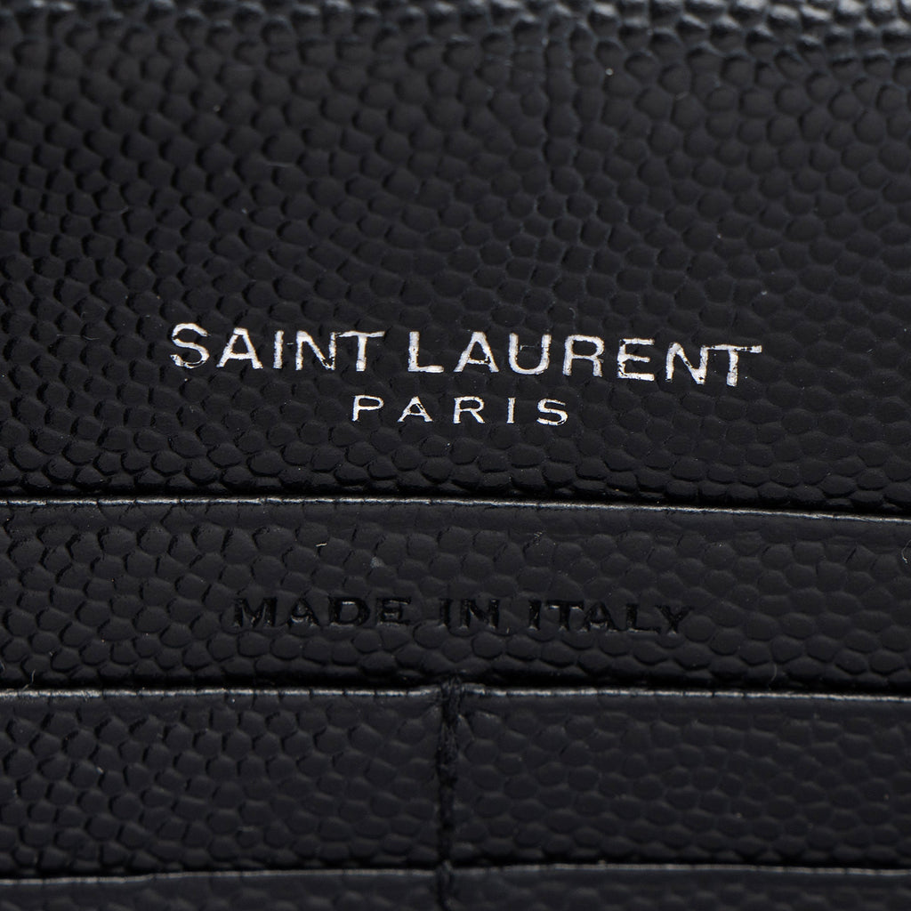 Saint Laurent Matelasse Grain de Poudre Monogram Envelope Chain Wallet (SHF-T51eMP)